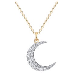Brilliance Half Moon 14K (or 18k upon request) Yellow Gold Pendant Necklace