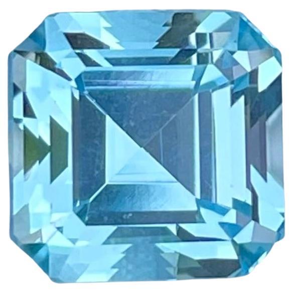 Brilliance of Swiss Blue Topaz 4.60 carats Asscher Cut Natural Madagascar's Gem For Sale