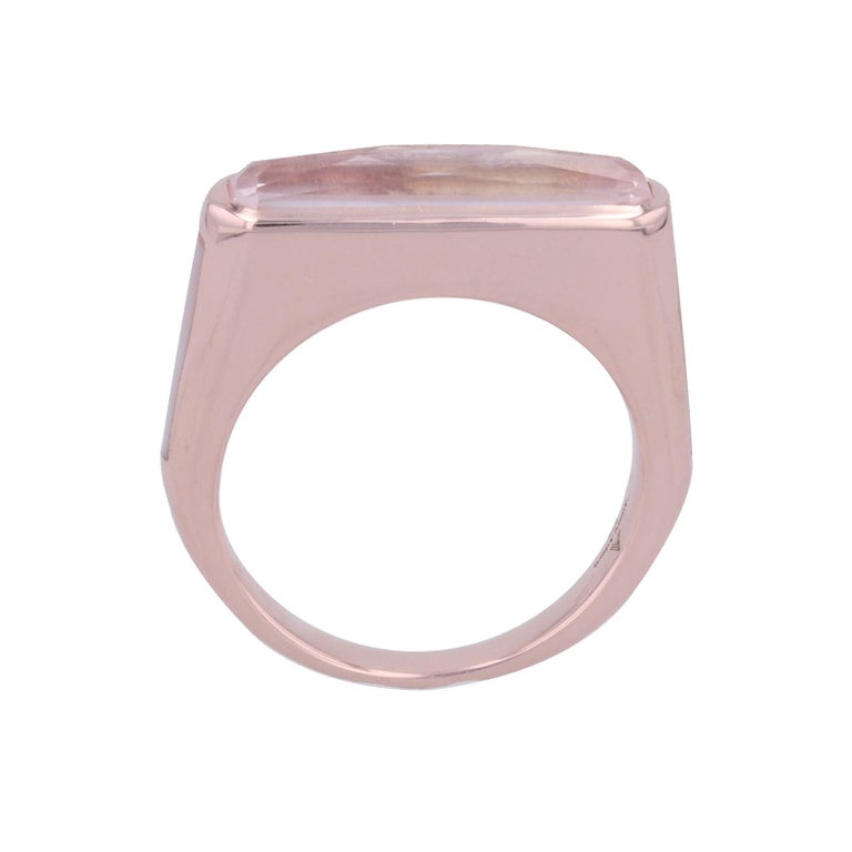 For Sale:  Brilliance Side Band Ring with Rose Quartz + Mother of Pearl in Rose Gold 3