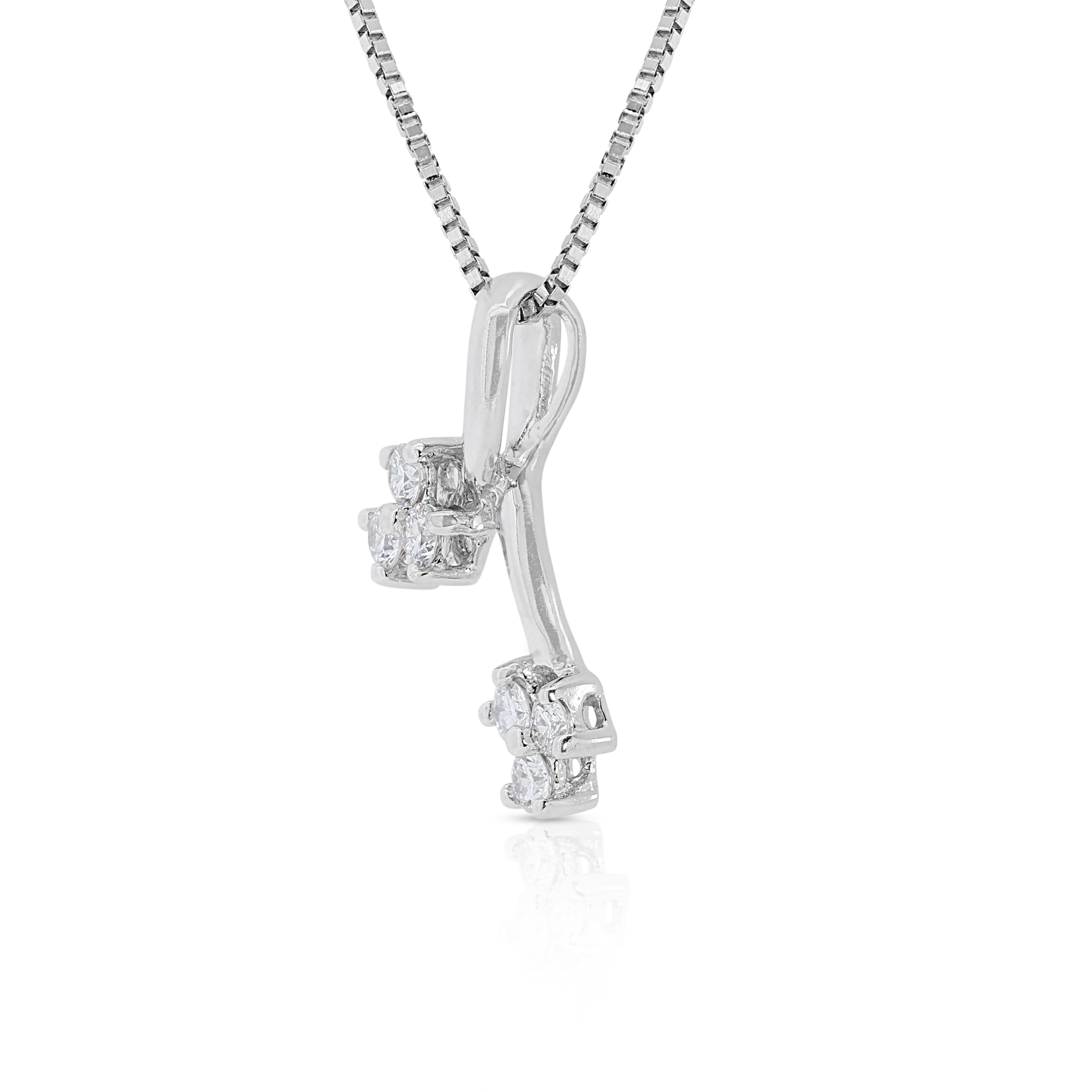 Brilliant 0.12 carat Natural Diamond Necklace in 18K White Gold In Excellent Condition In רמת גן, IL