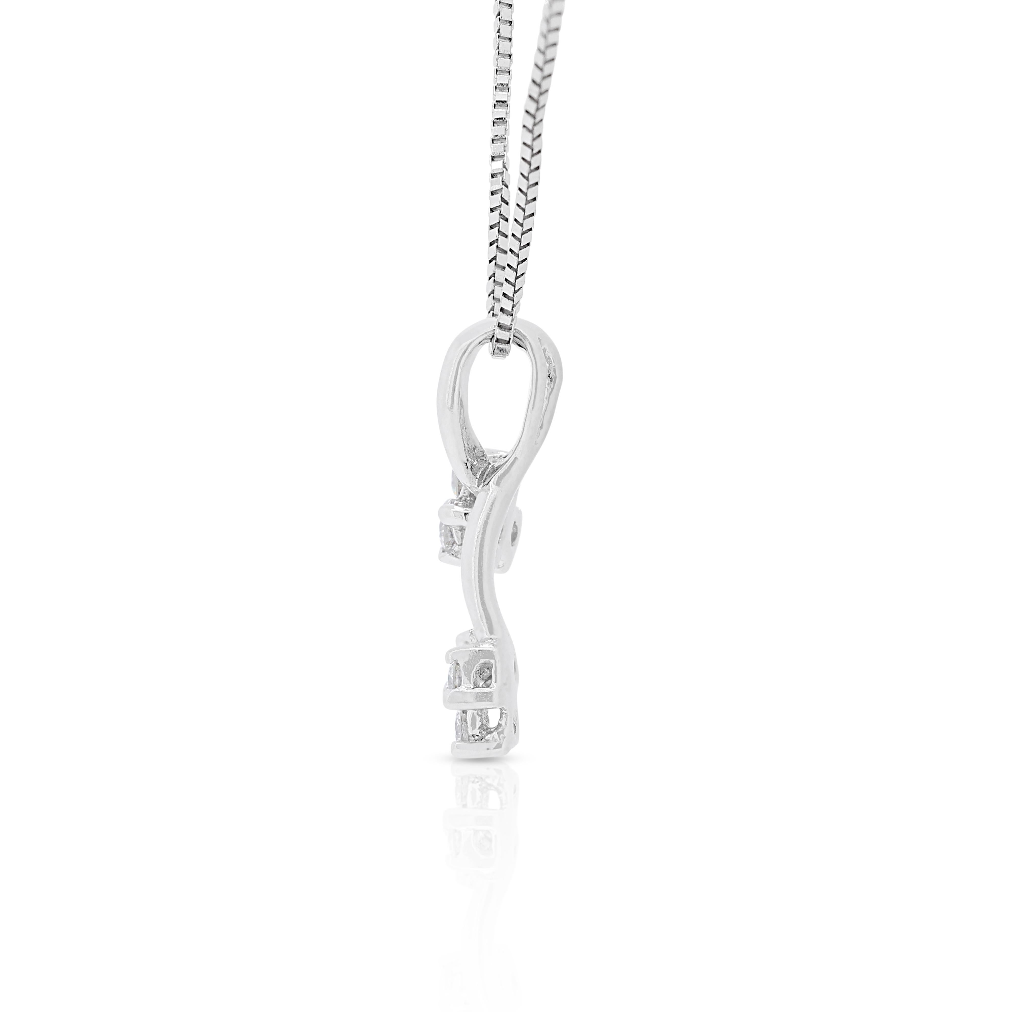 Brilliant 0.12 carat Natural Diamond Necklace in 18K White Gold 1