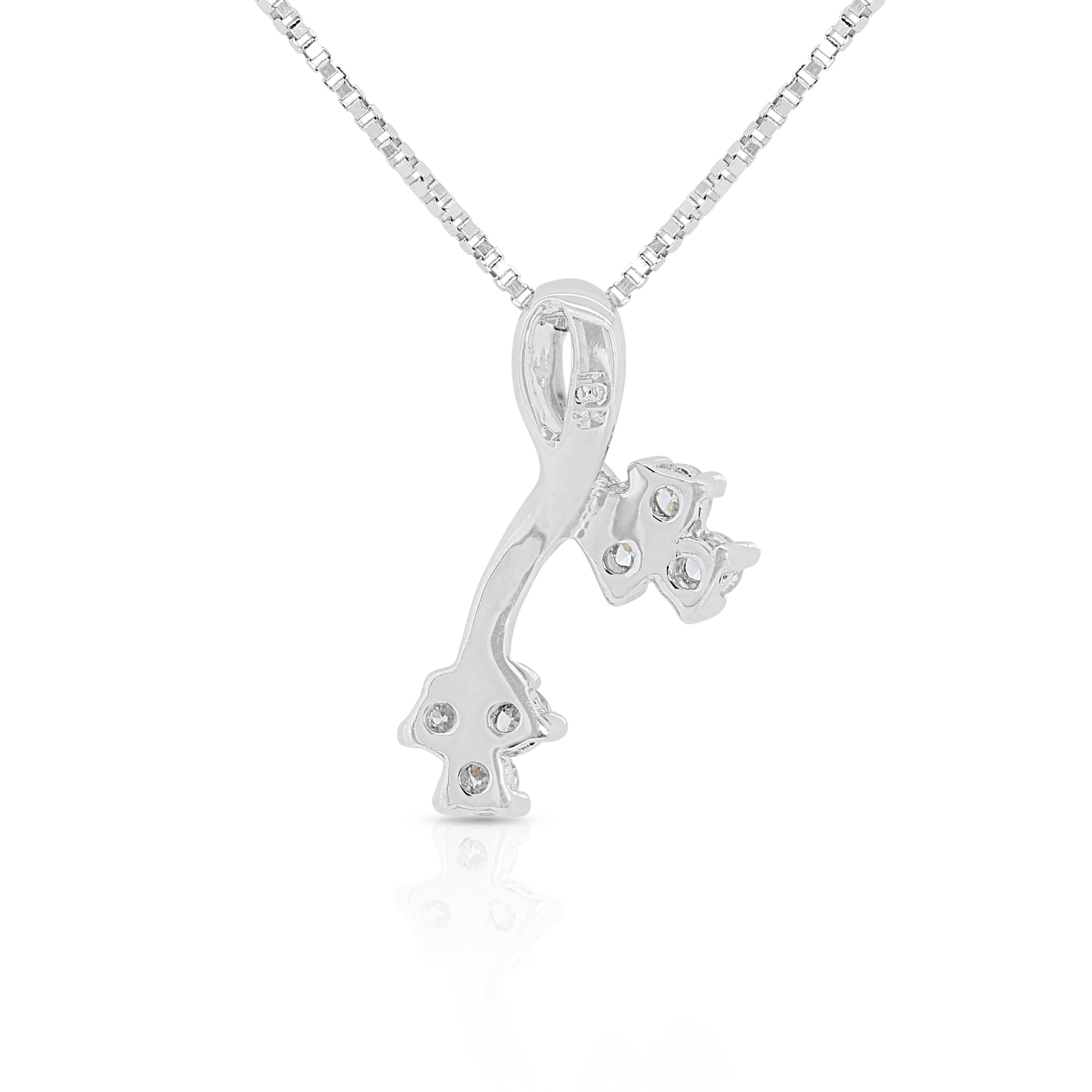 Brilliant 0.12 carat Natural Diamond Necklace in 18K White Gold 2