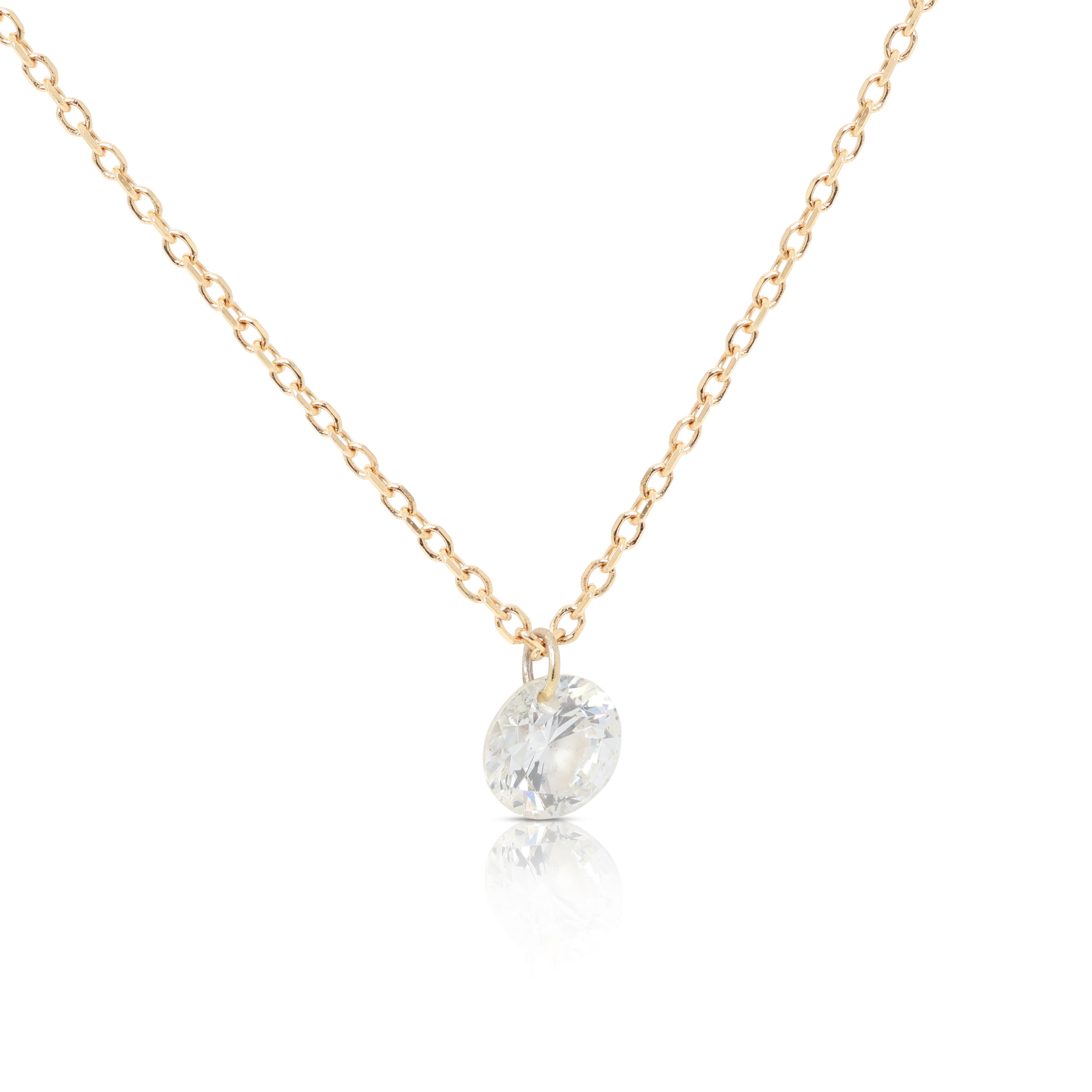 Round Cut Brilliant 0.16ct Solitaire Necklace with Natural Diamond in 18K Yellow Gold