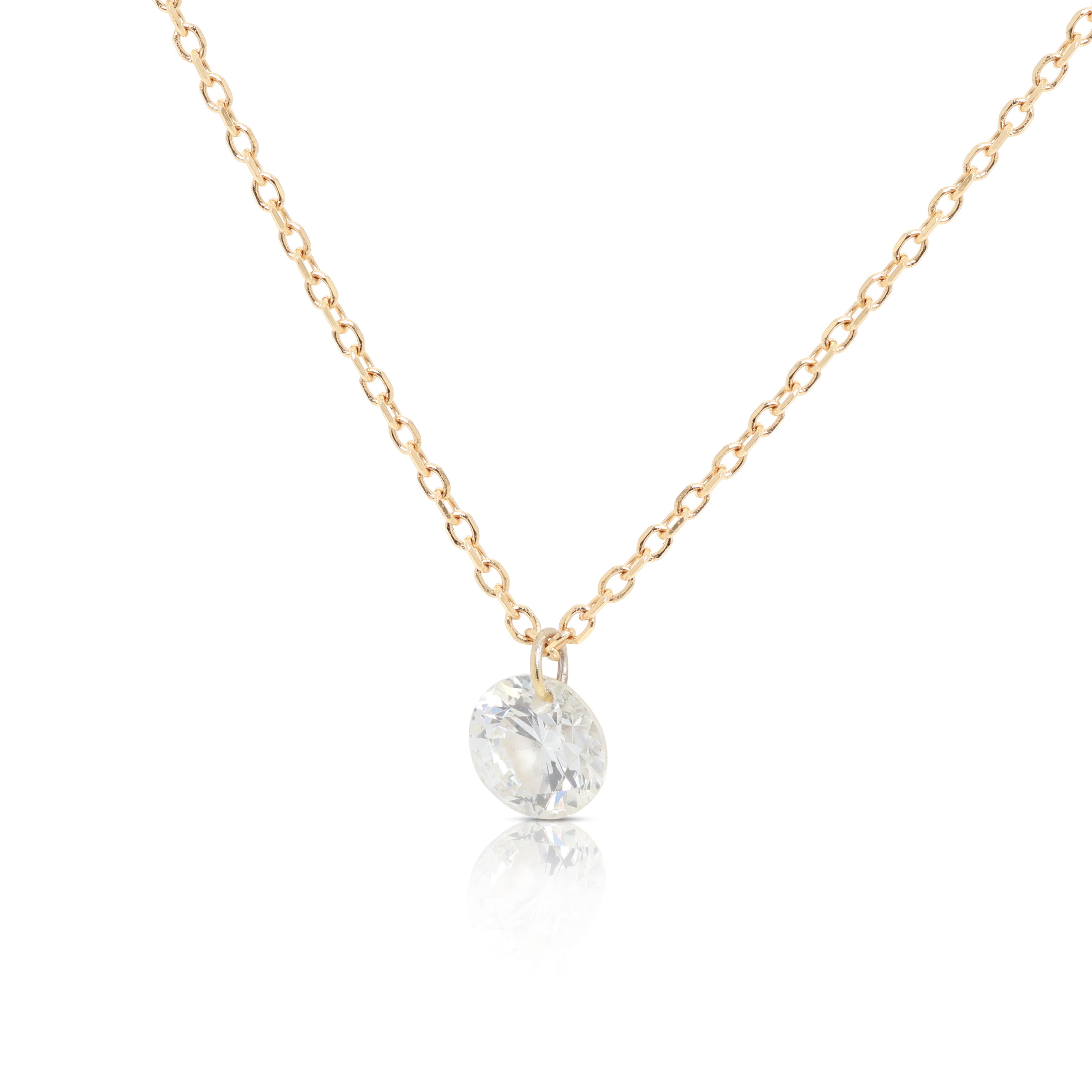 Brilliant 0.16ct Solitaire Necklace with Natural Diamond in 18K Yellow Gold In New Condition In רמ�ת גן, IL