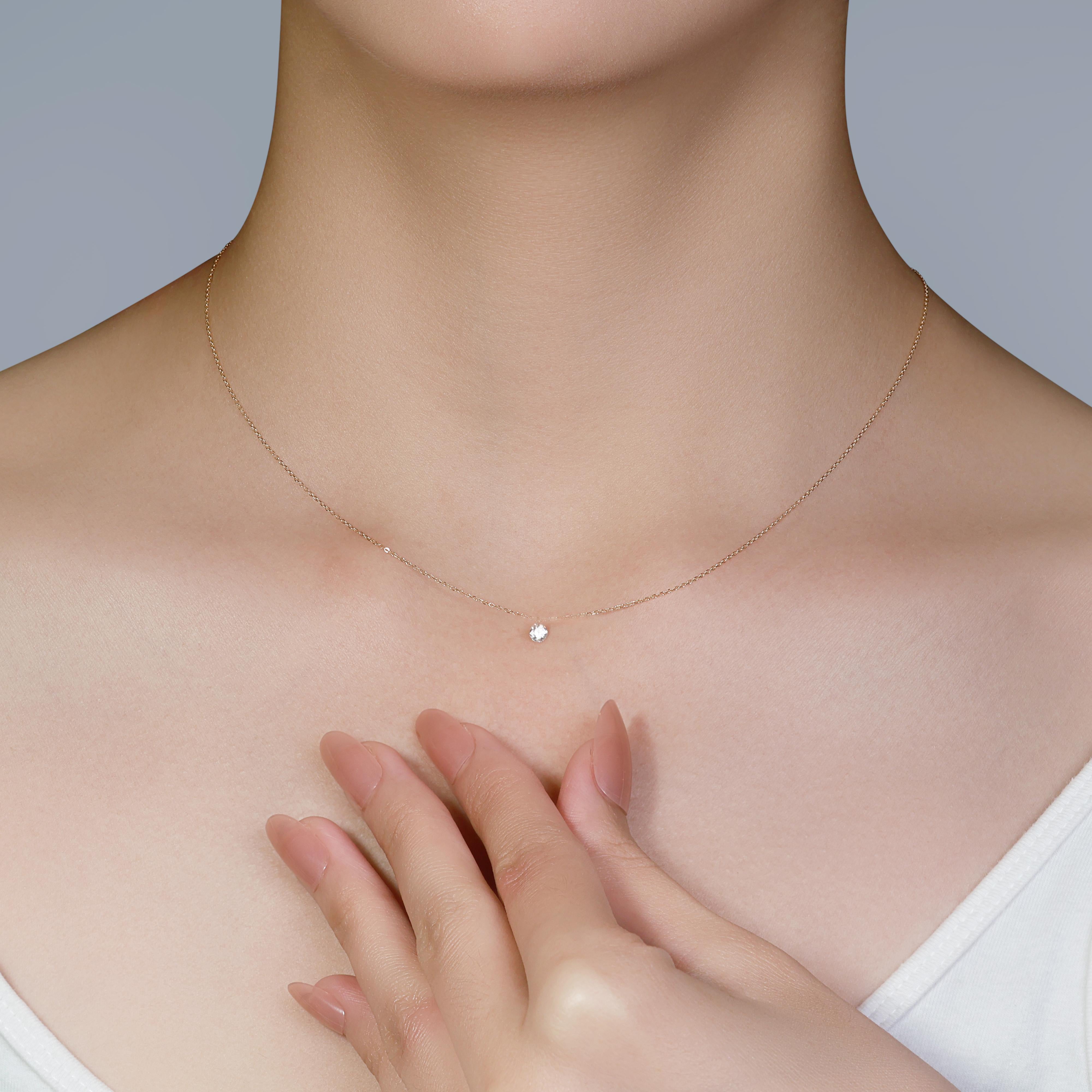 Brilliant 0.16ct Solitaire Necklace with Natural Diamond in 18K Yellow Gold 2