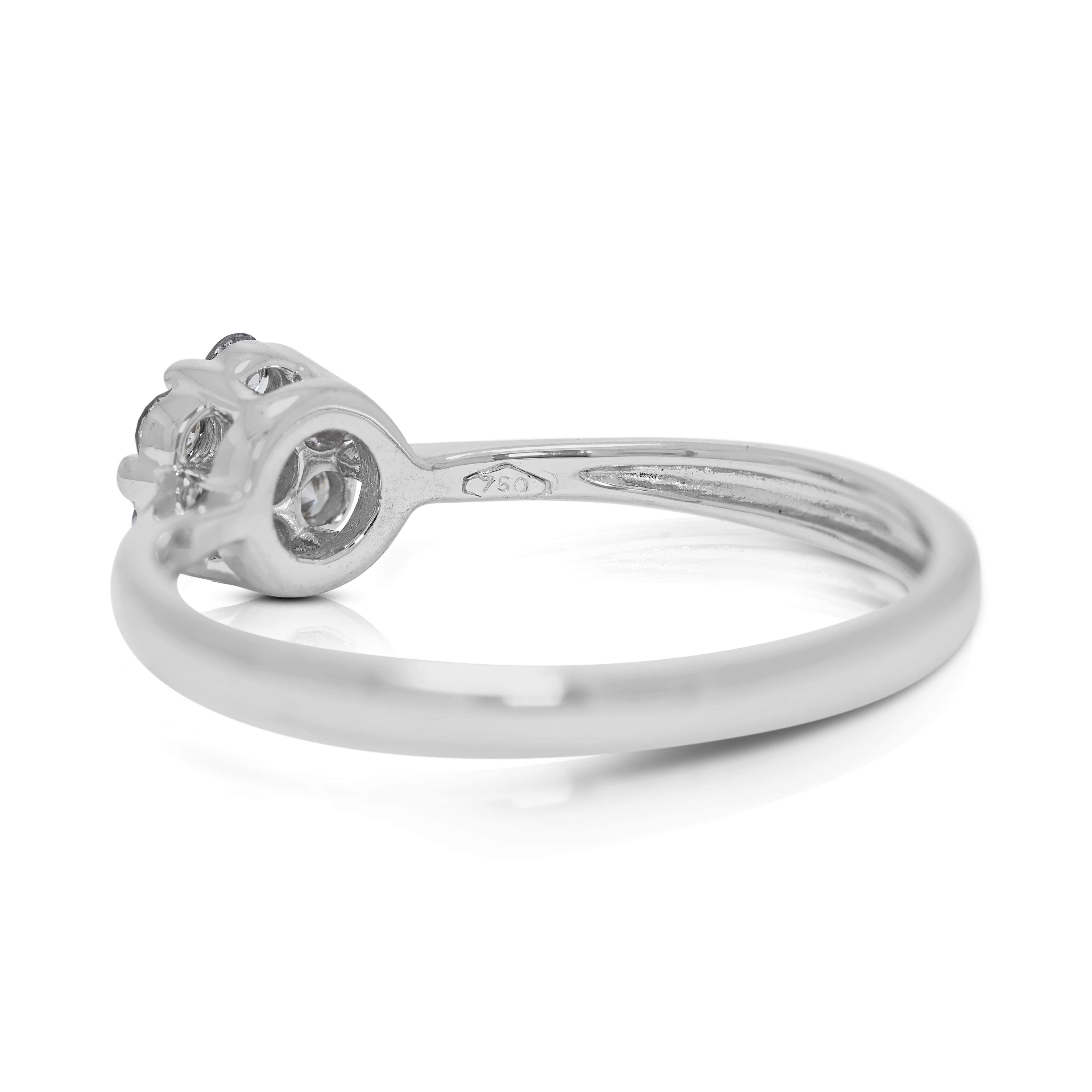 Brilliant 0.2ct Natural Diamond Ring in 18K White Gold In condizioni ottime in vendita a רמת גן, IL