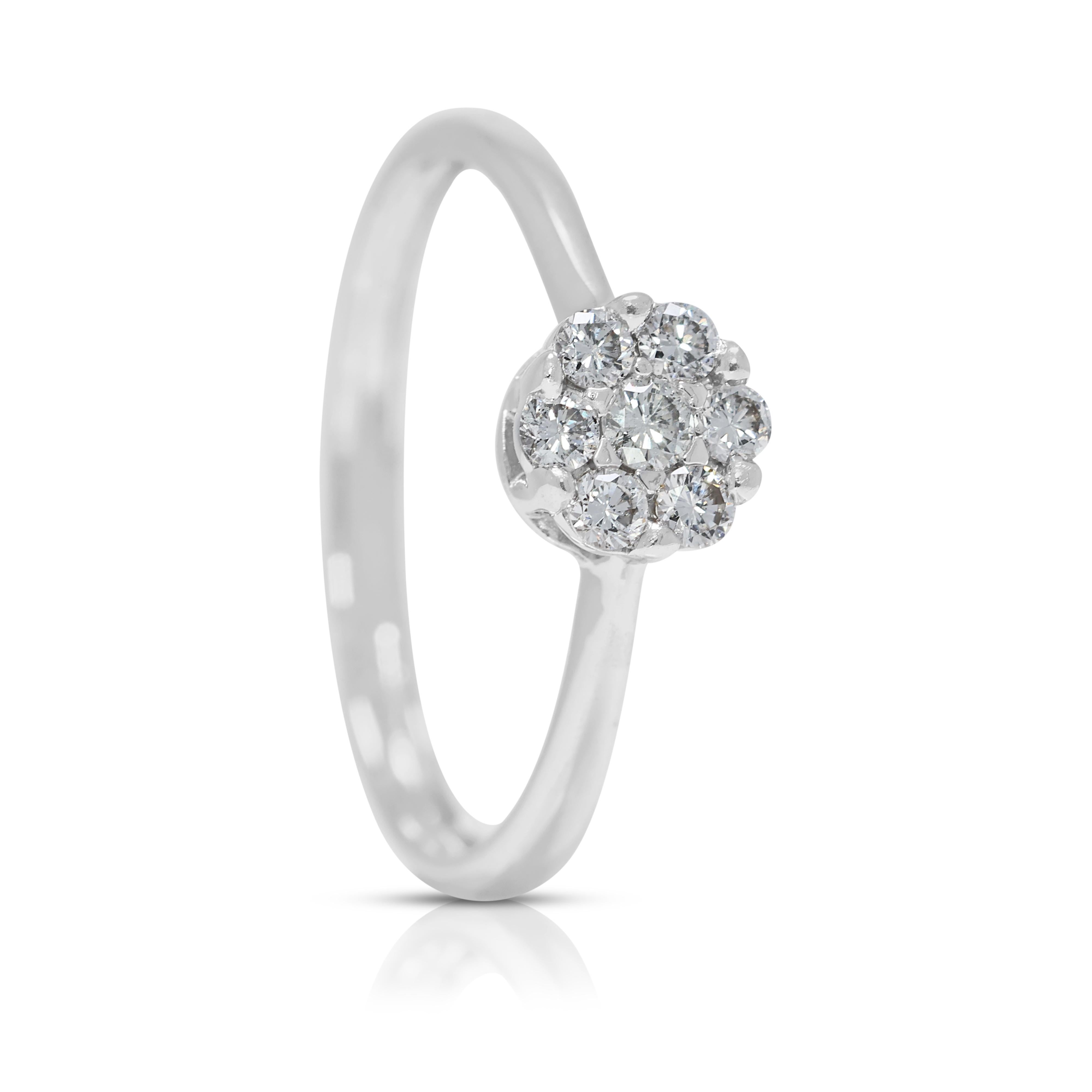 Brilliant 0.2ct Natural Diamond Ring in 18K White Gold in vendita 1
