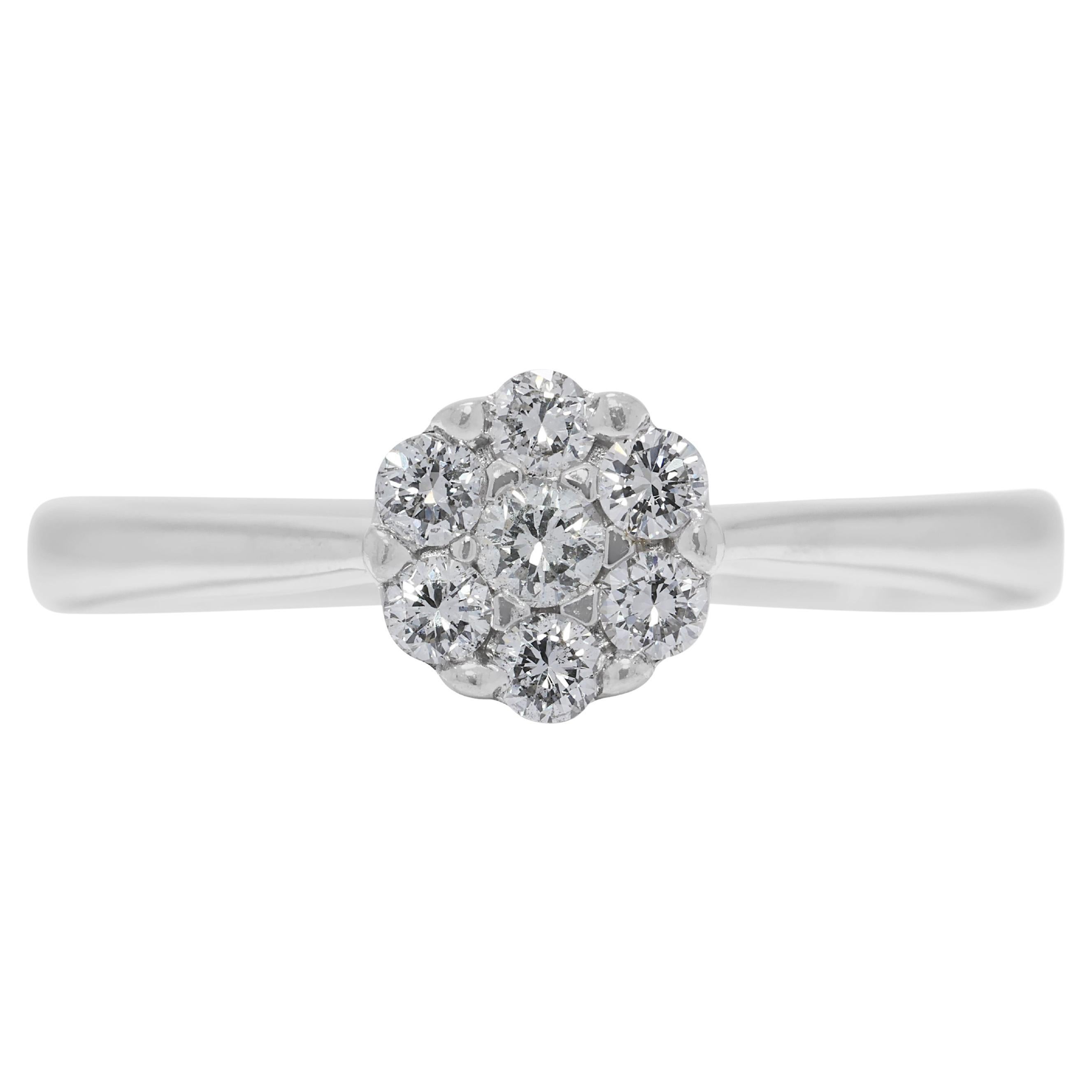 Brilliant 0.2ct Natural Diamond Ring in 18K White Gold