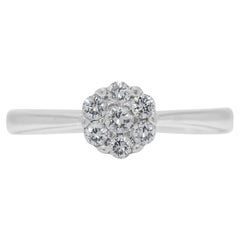 Brilliant 0.2ct Natural Diamond Ring in 18K White Gold