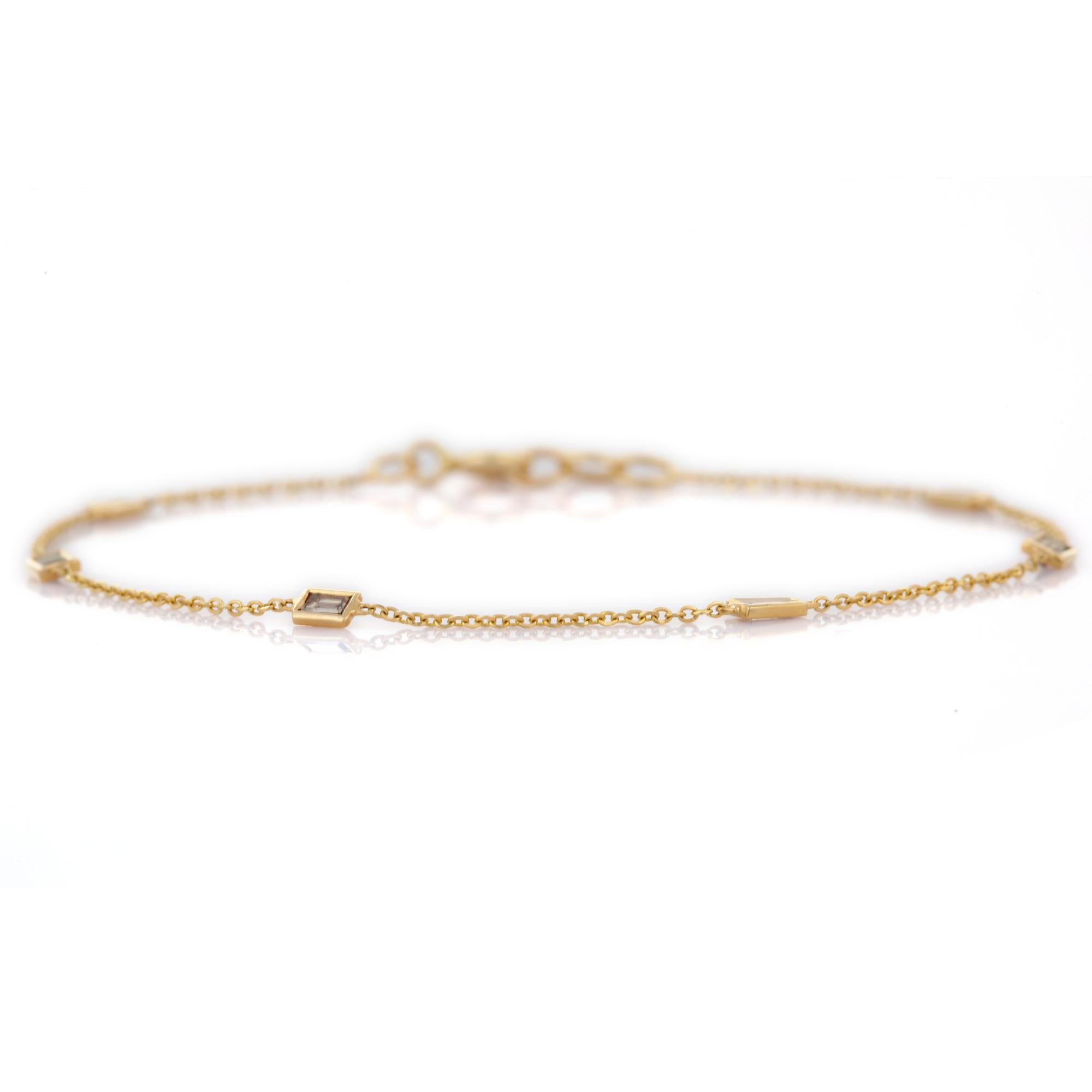 Brilliant 0.35 ct Diamond Minimalist Chain Bracelet in 18K Yellow Gold In New Condition For Sale In Houston, TX