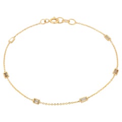 Bracelet  chane minimaliste en or jaune 18 carats avec diamants brillants de 0,35 carat