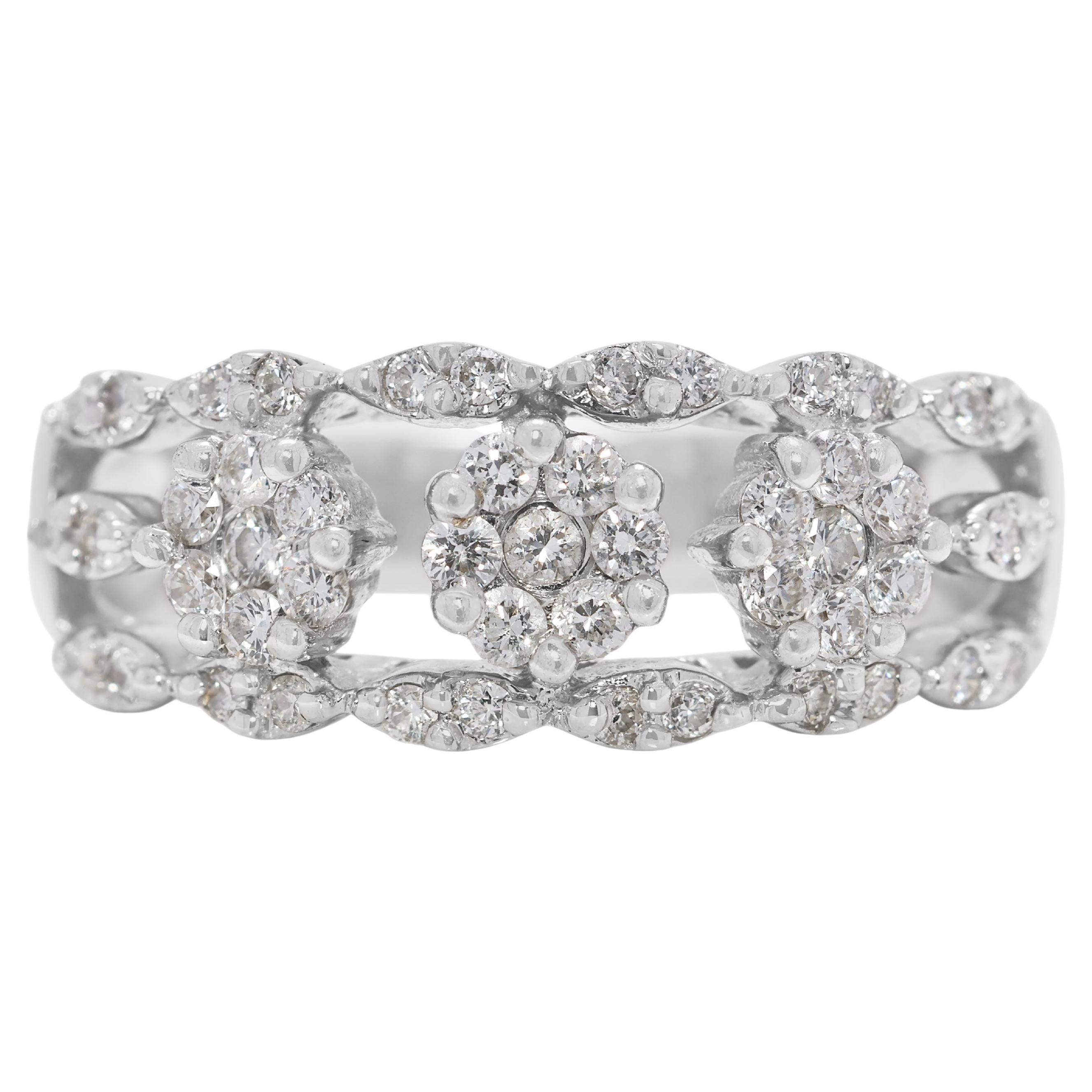 Brilliant 0.35ct Natural Diamond Cluster Ring in 18K White Gold