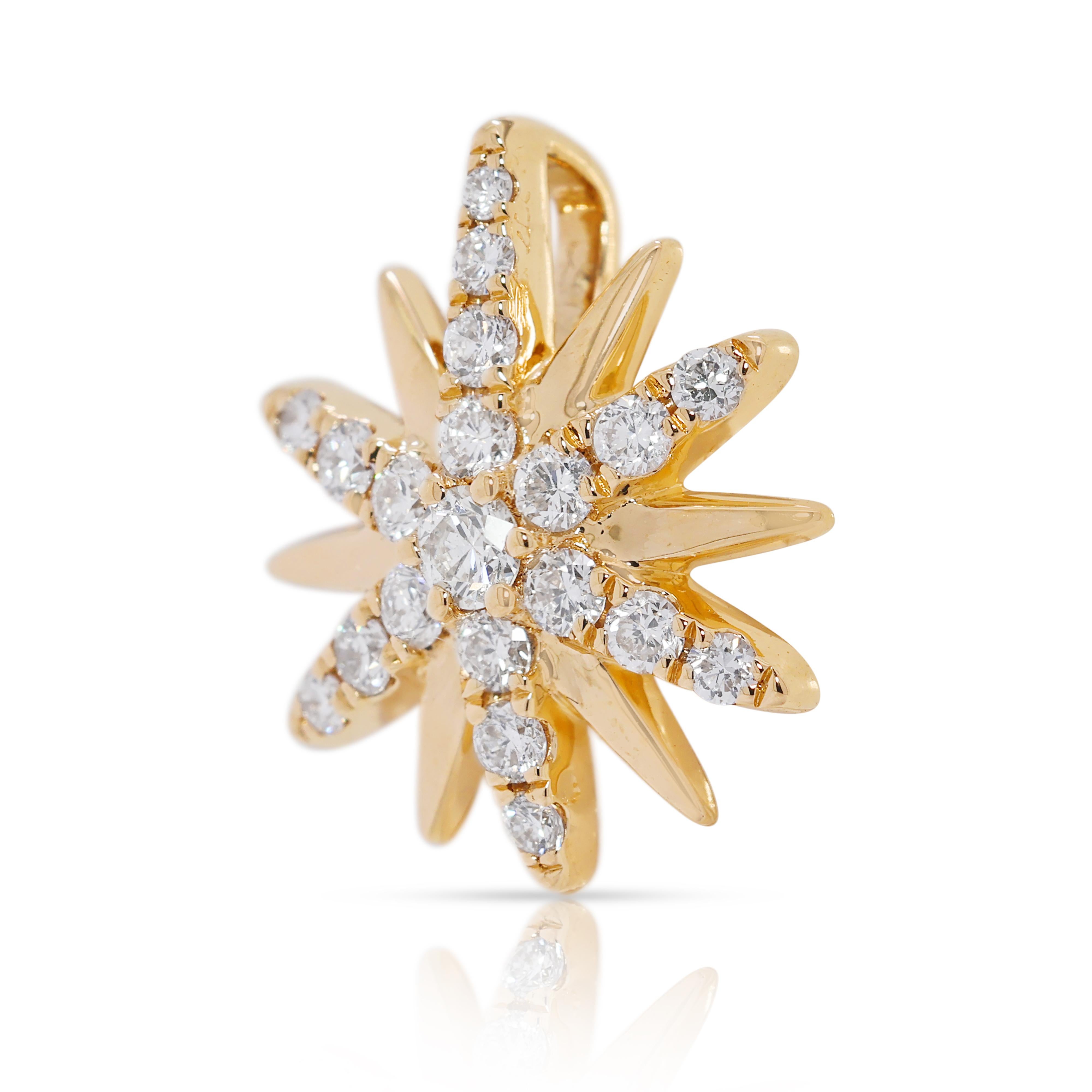 Ciondolo Brilliante con diamante naturale da 0,36 carati in oro giallo 18 carati In condizioni ottime in vendita a רמת גן, IL