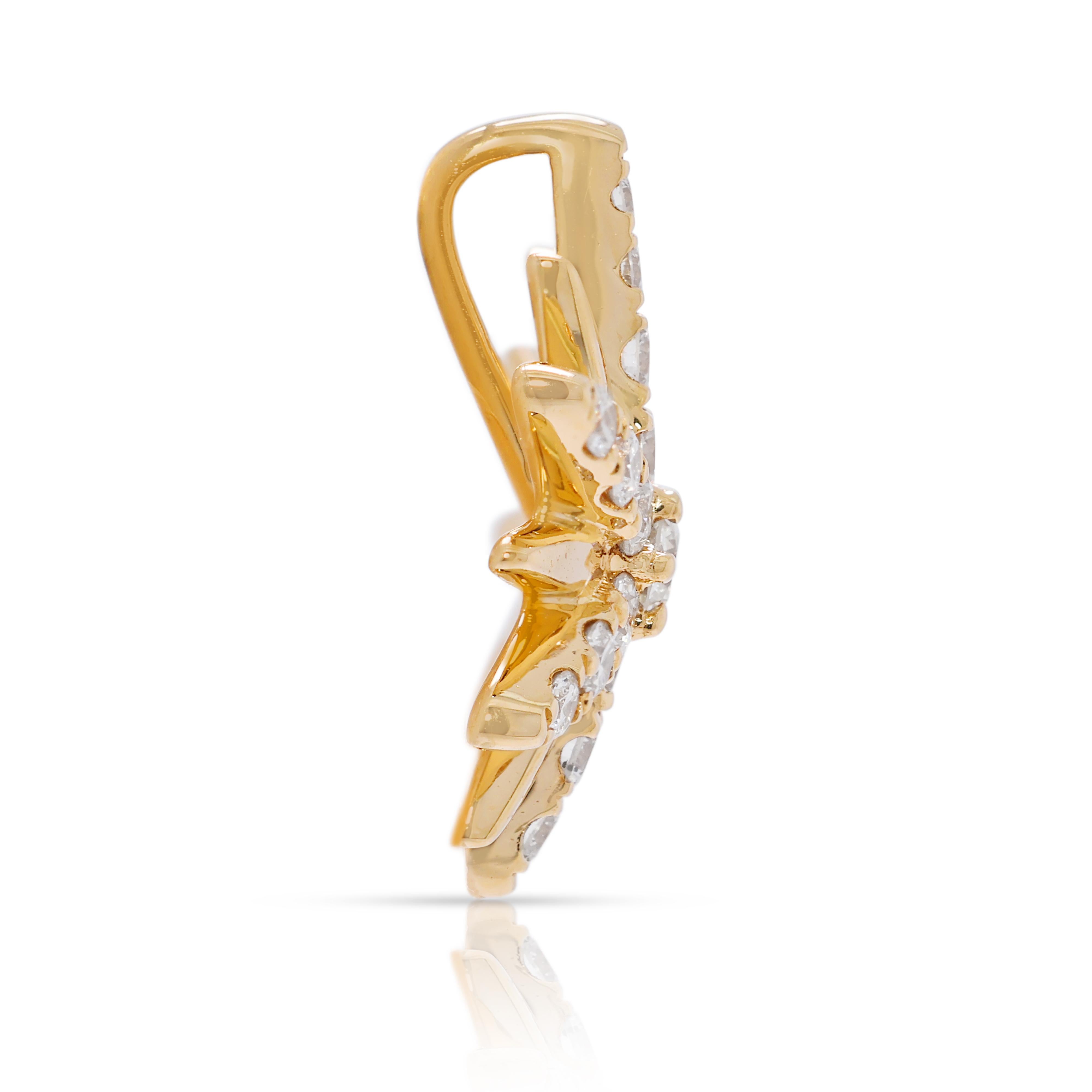 Donna Ciondolo Brilliante con diamante naturale da 0,36 carati in oro giallo 18 carati in vendita