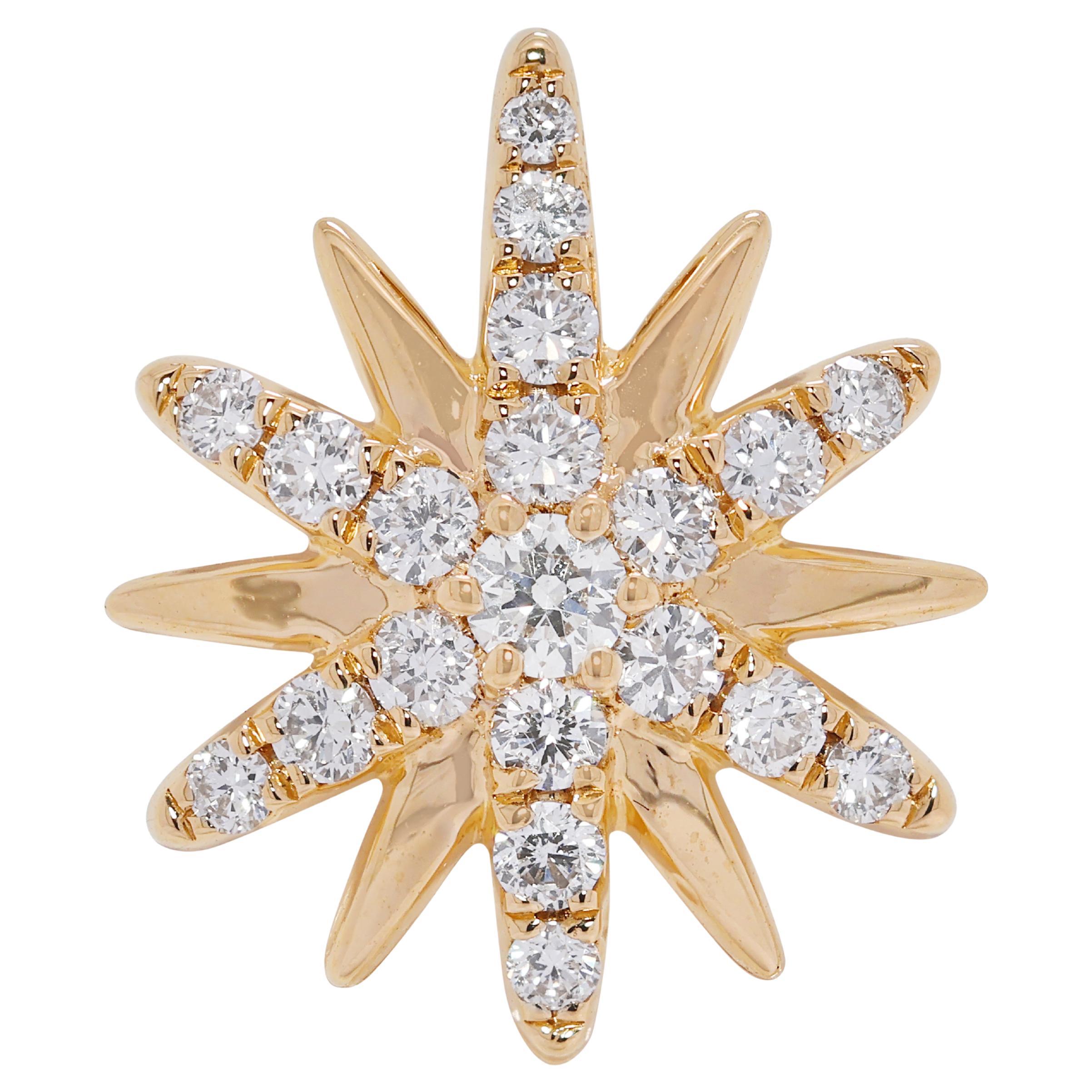 Pendentif en or jaune 18 carats orné d'un diamant naturel de 0,36 ct Brilliante