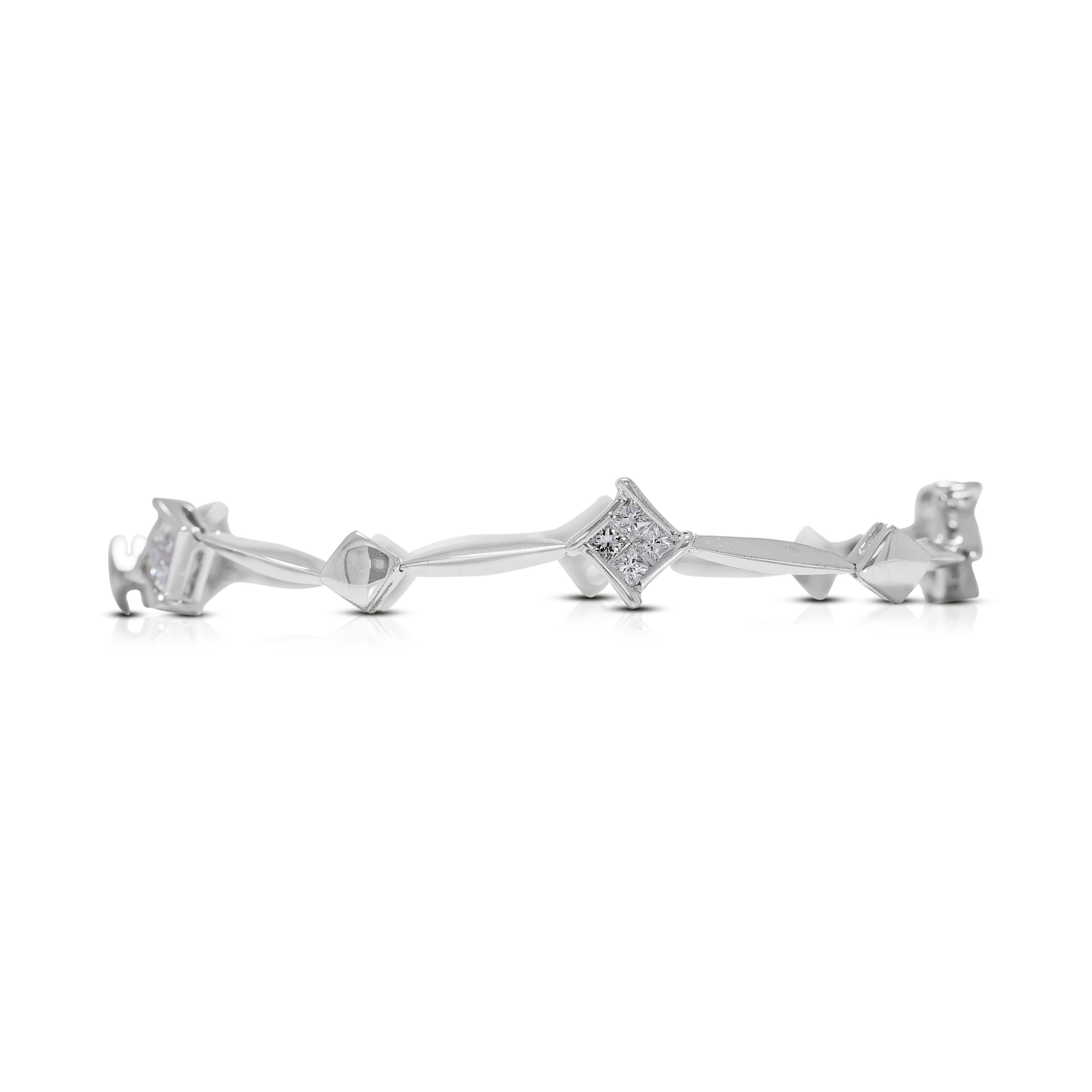 Taglio princess Brilliante con diamanti naturali taglio principessa da 0,40 carati in oro bianco 18 carati in vendita