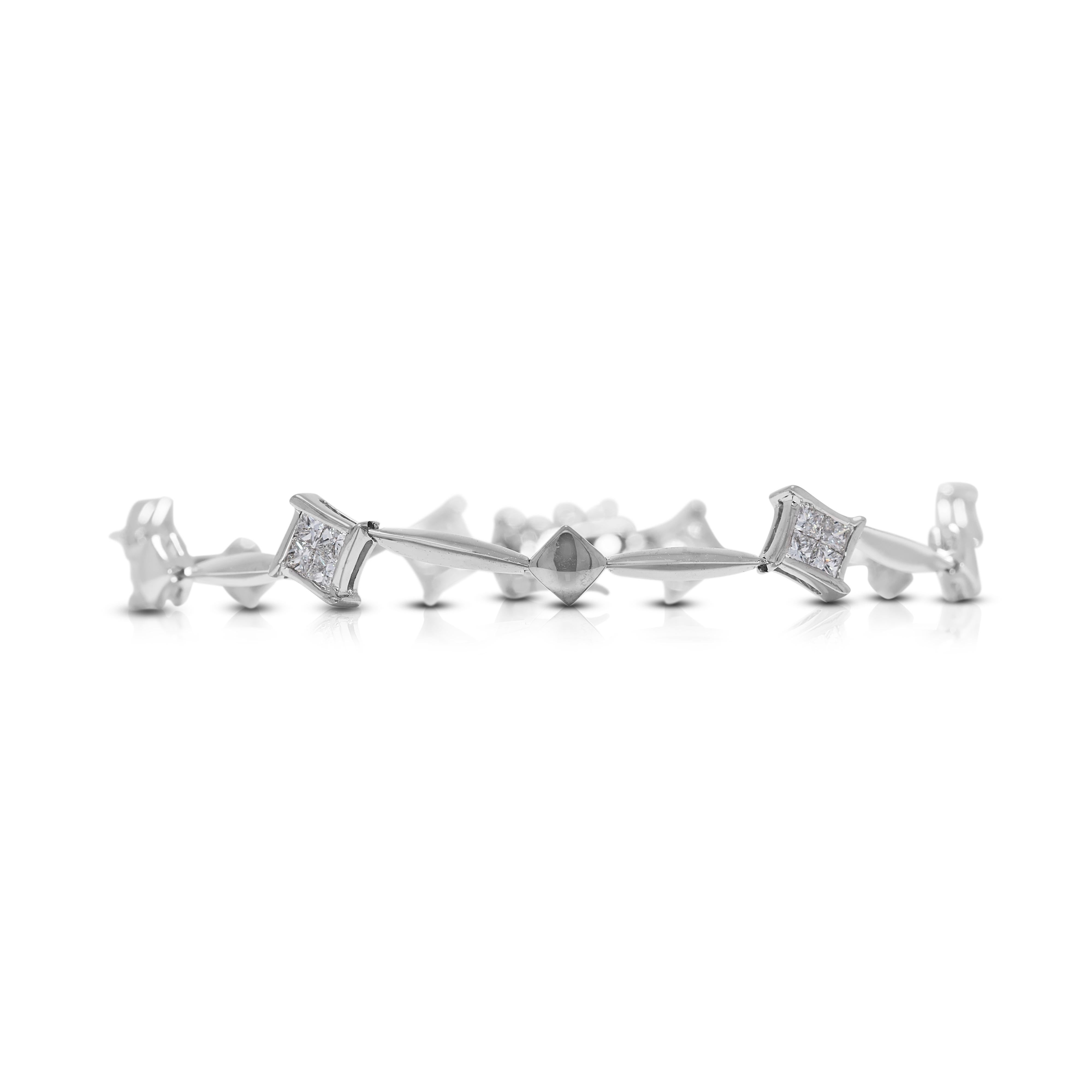 Brilliante con diamanti naturali taglio principessa da 0,40 carati in oro bianco 18 carati In condizioni Nuovo in vendita a רמת גן, IL