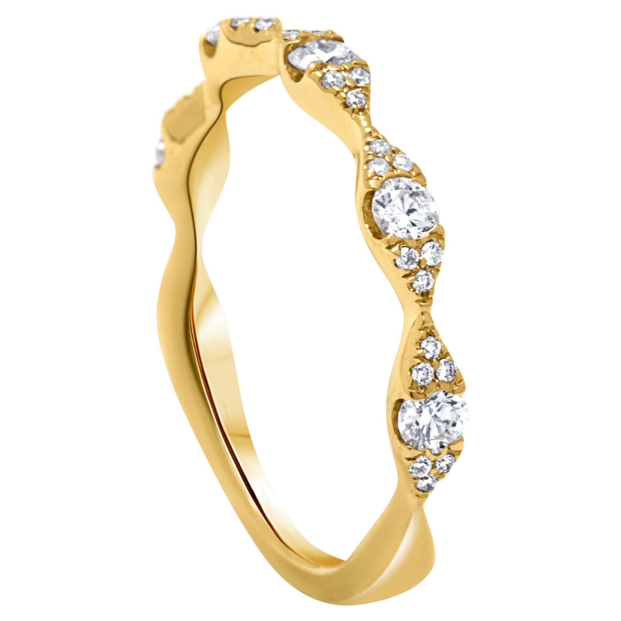 Brilliant 0.41 Carat F-G, SI Round Diamond Ring in 14k Yellow Gold