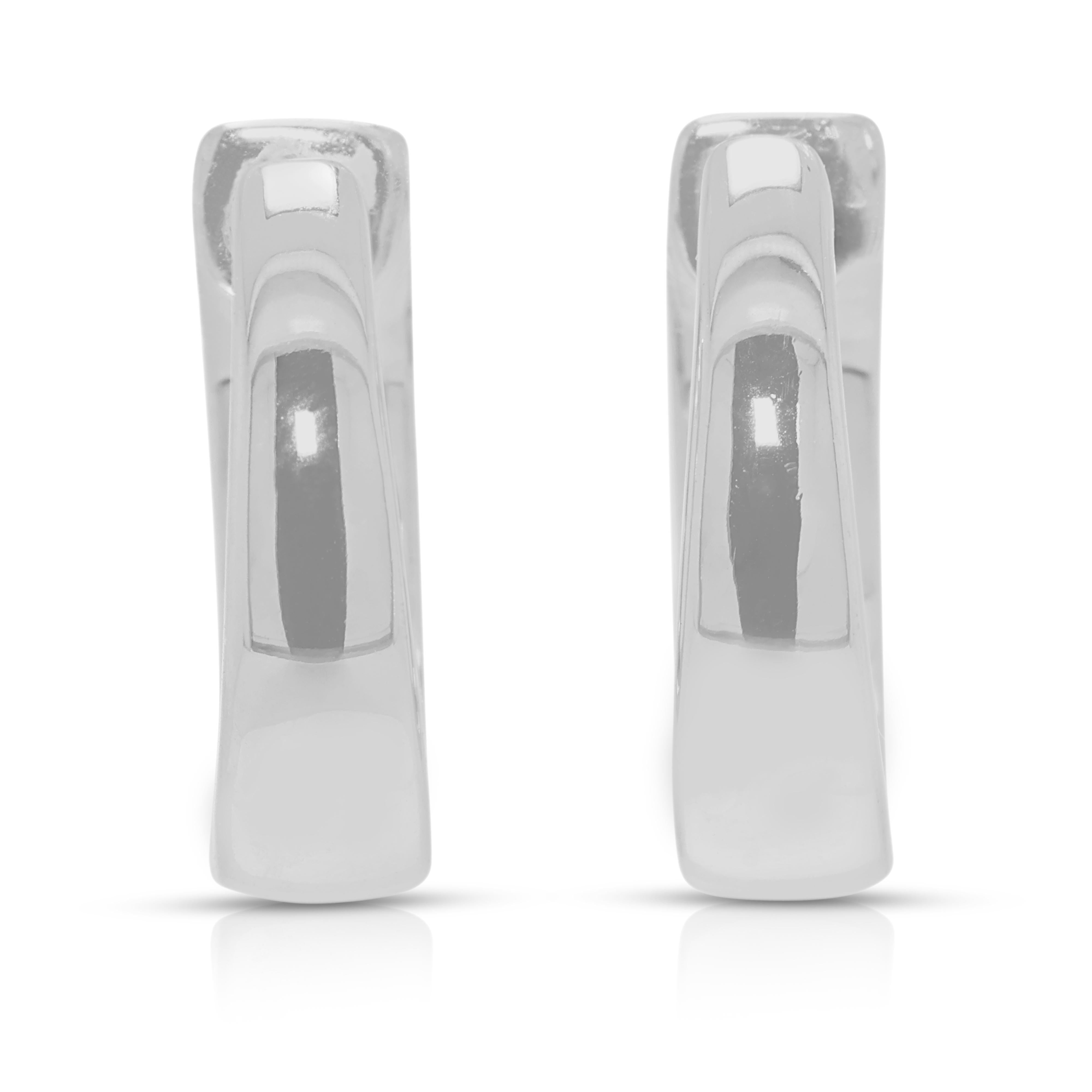 Orecchini a cerchio con diamante Brilliante da 0,41 carati in oro bianco 18 carati in vendita 2