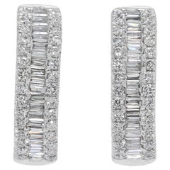 Orecchini a cerchio con diamante Brilliante da 0,41 carati in oro bianco 18 carati