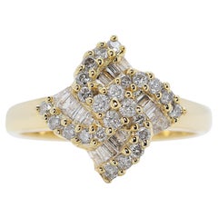 Brilliant 0.42ct Diamonds Cluster Ring in 18K Yellow Gold
