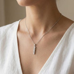 Brilliant 0.45ct Natural Diamond Five-Stone Drop Pendant in 18K White Gold