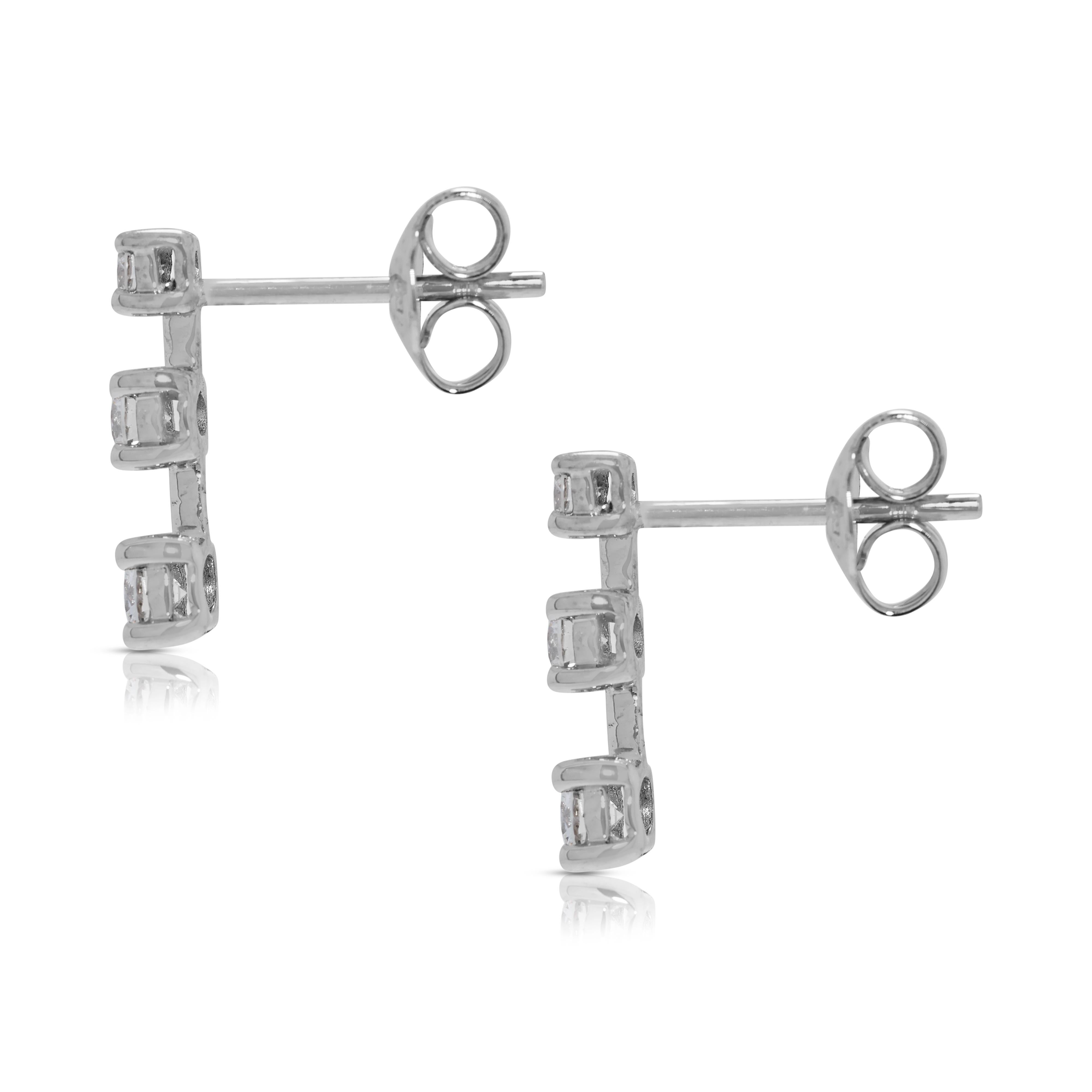 Boucles d'oreilles pendantes en or blanc 18 carats avec diamants naturels de 0,48 ct Brilliante Pour femmes en vente