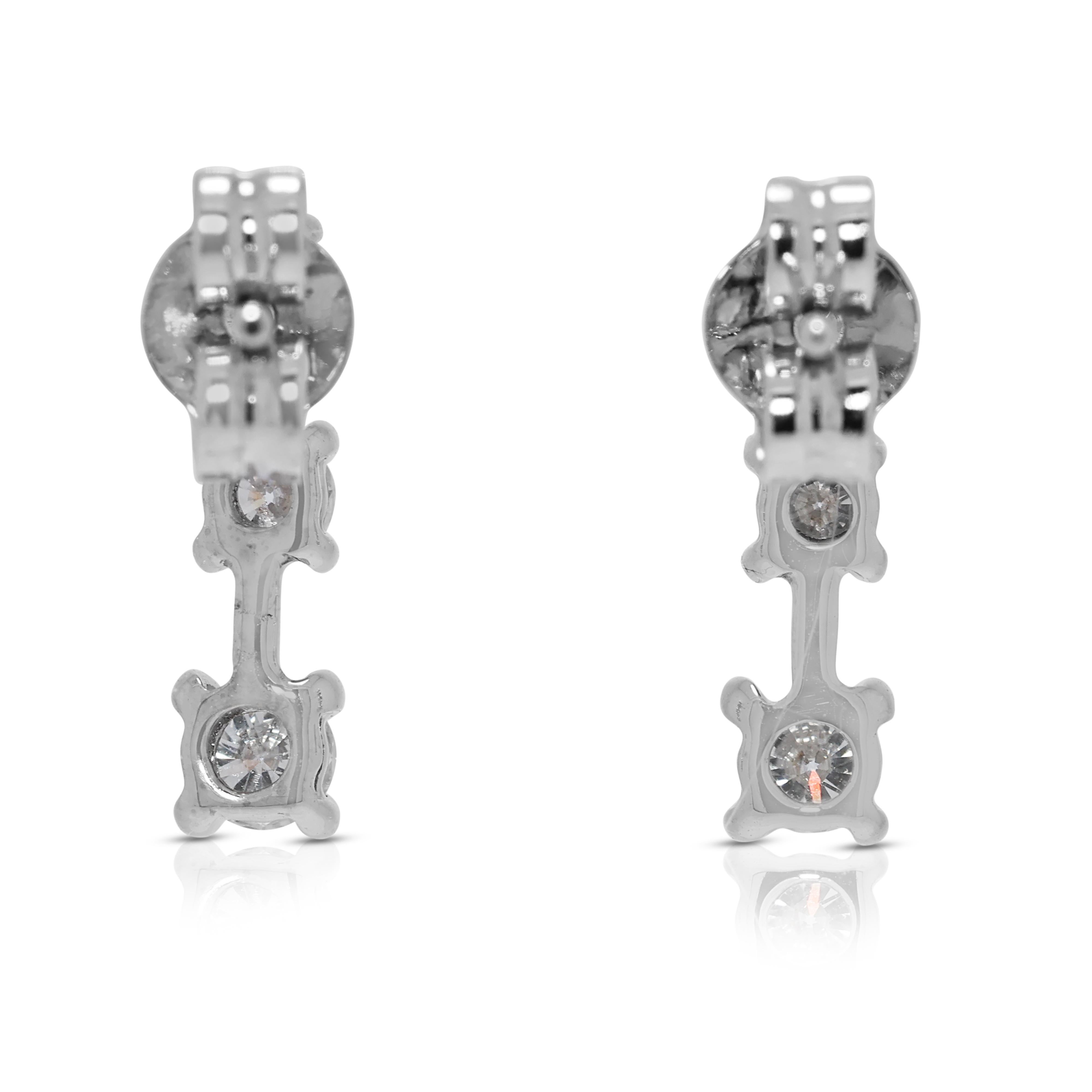 Boucles d'oreilles pendantes en or blanc 18 carats avec diamants naturels de 0,48 ct Brilliante en vente 1