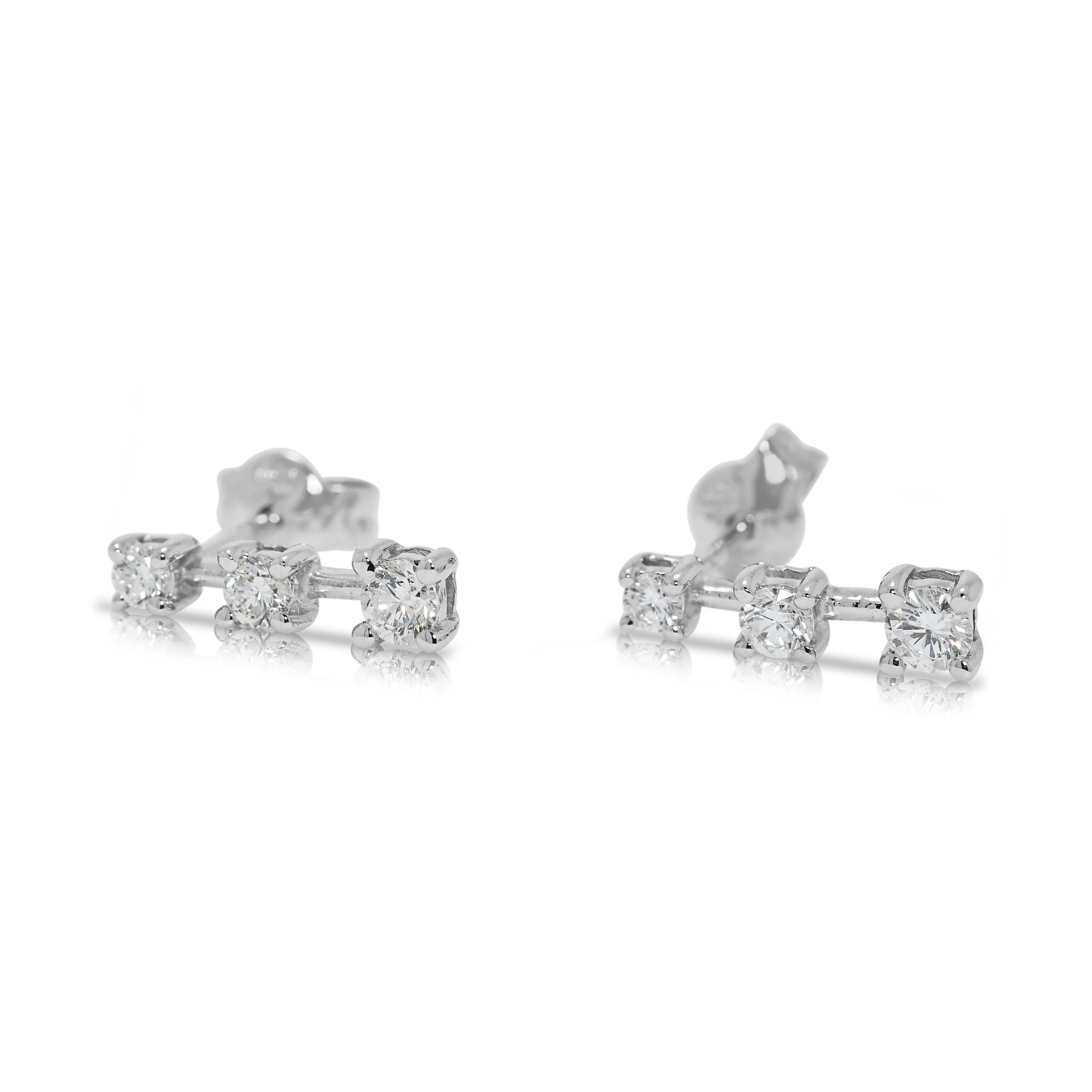 Boucles d'oreilles pendantes en or blanc 18 carats avec diamants naturels de 0,48 ct Brilliante en vente 2