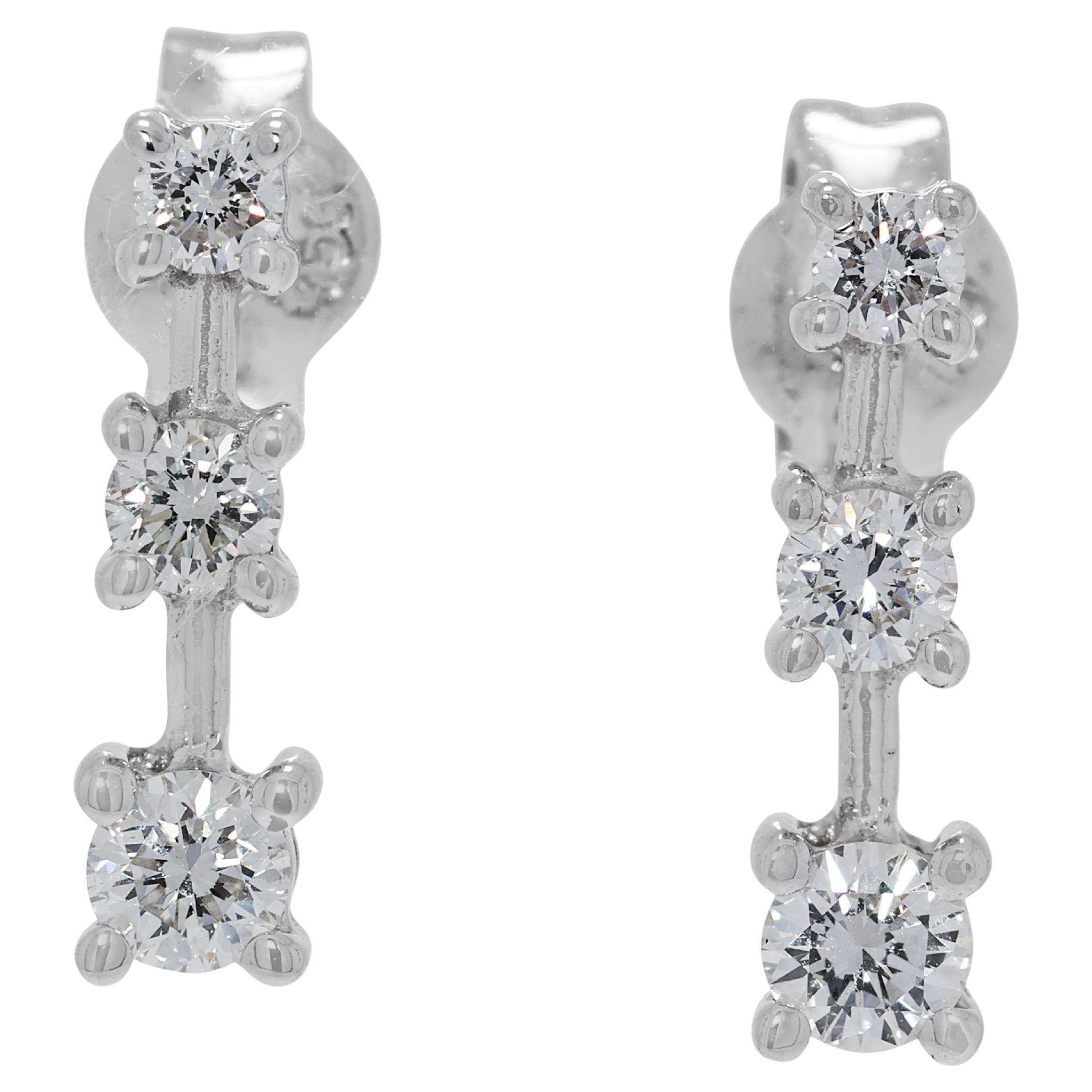 Boucles d'oreilles pendantes en or blanc 18 carats avec diamants naturels de 0,48 ct Brilliante