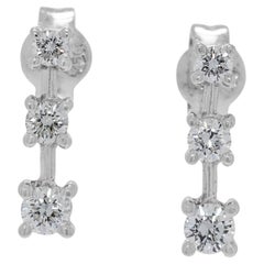 Boucles d'oreilles pendantes en or blanc 18 carats avec diamants naturels de 0,48 ct Brilliante