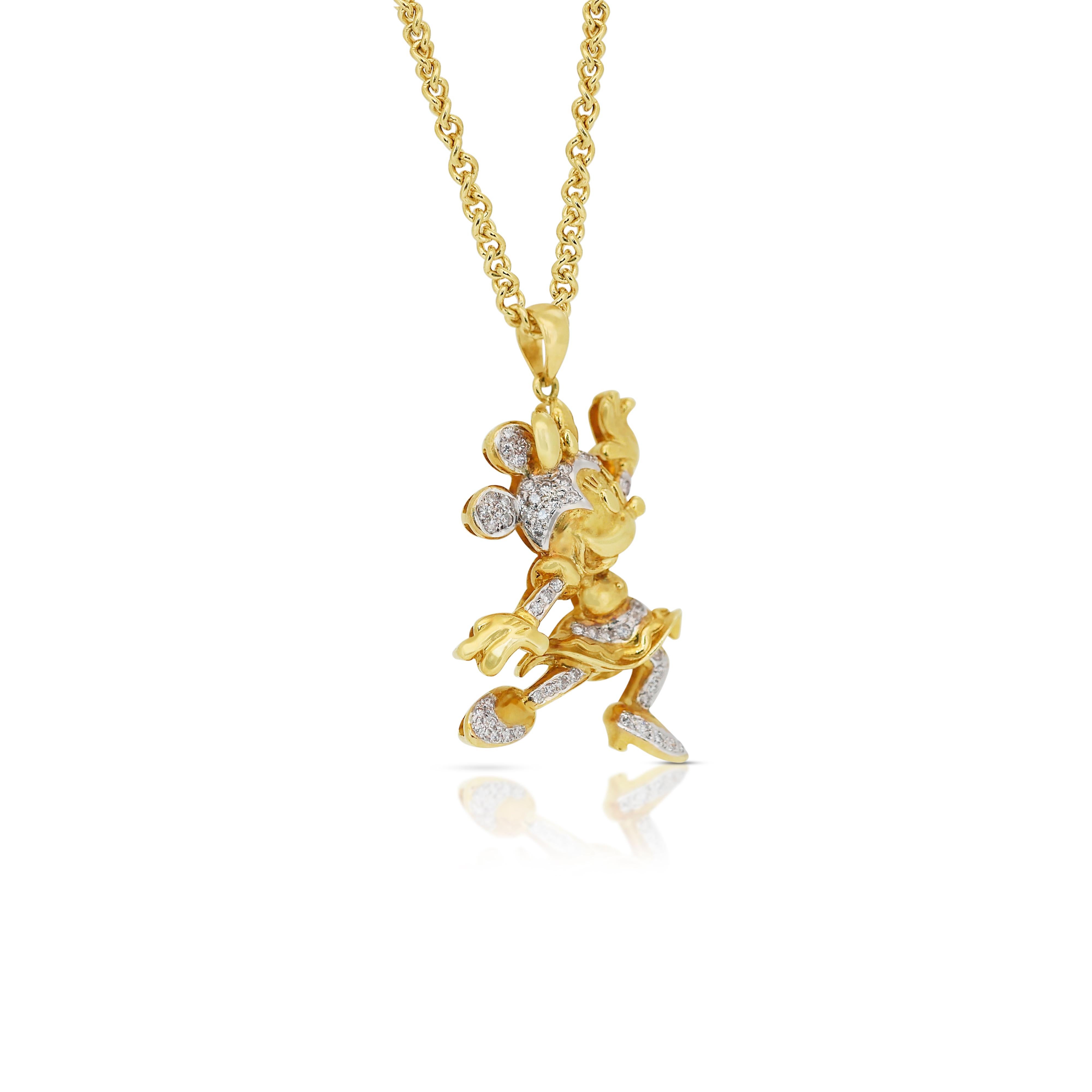 Round Cut Brilliant 0.51ct Diamonds Necklace with Pendant in 18k Yellow Gold For Sale