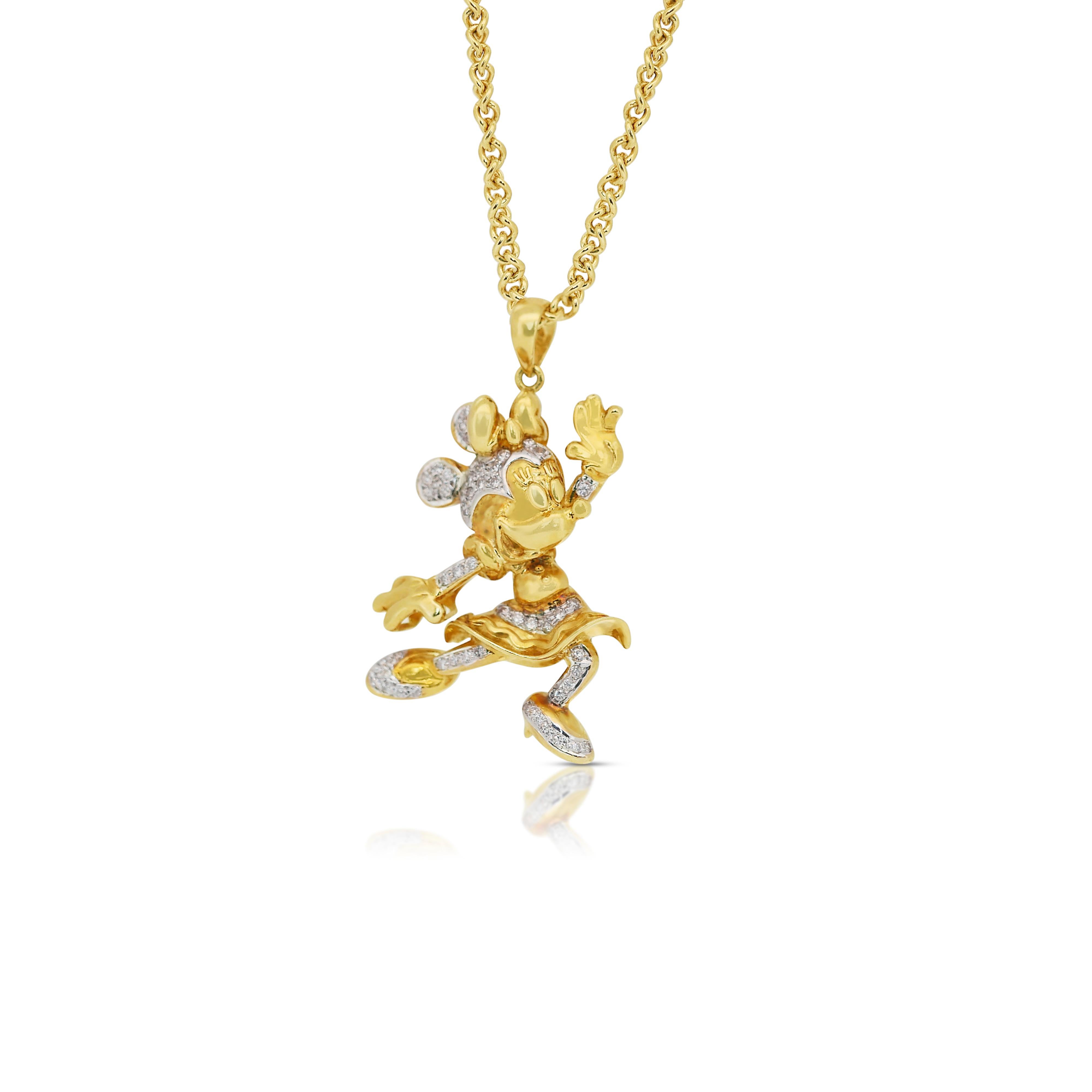 Brilliant 0.51ct Diamonds Necklace with Pendant in 18k Yellow Gold In New Condition For Sale In רמת גן, IL
