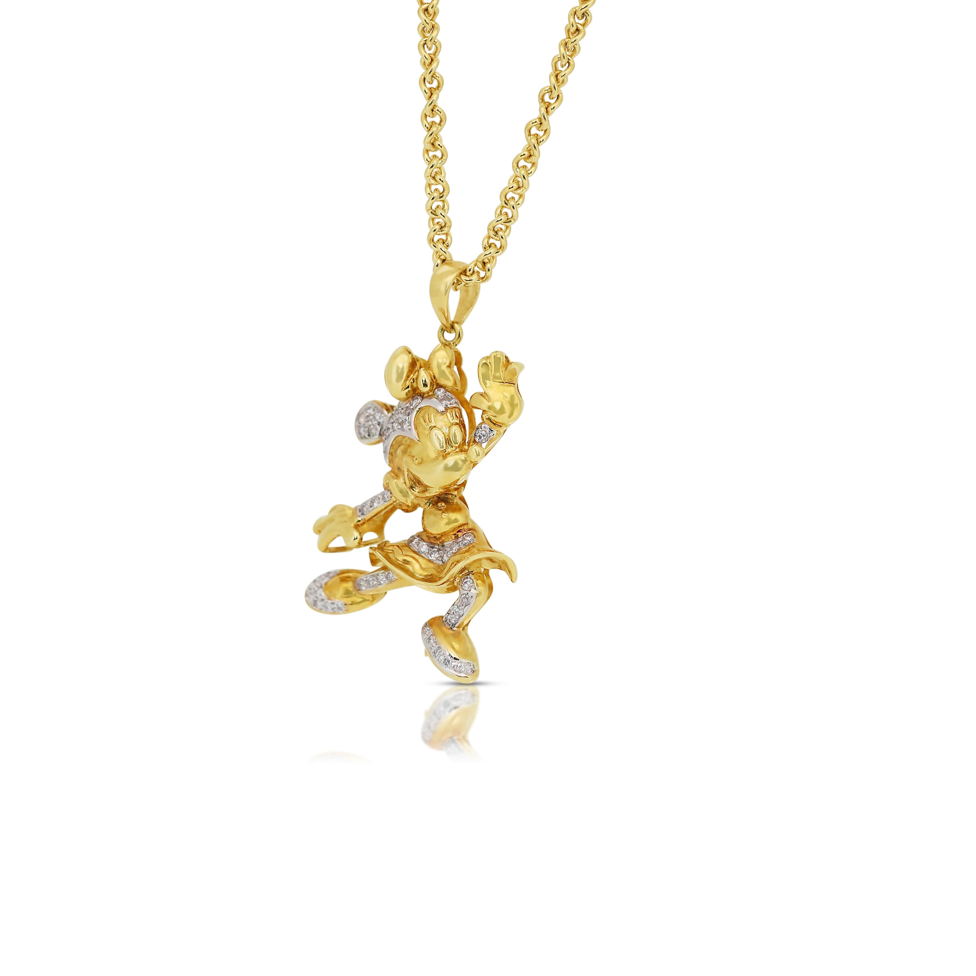 Brilliant 0.51ct Diamonds Necklace with Pendant in 18k Yellow Gold For Sale 1