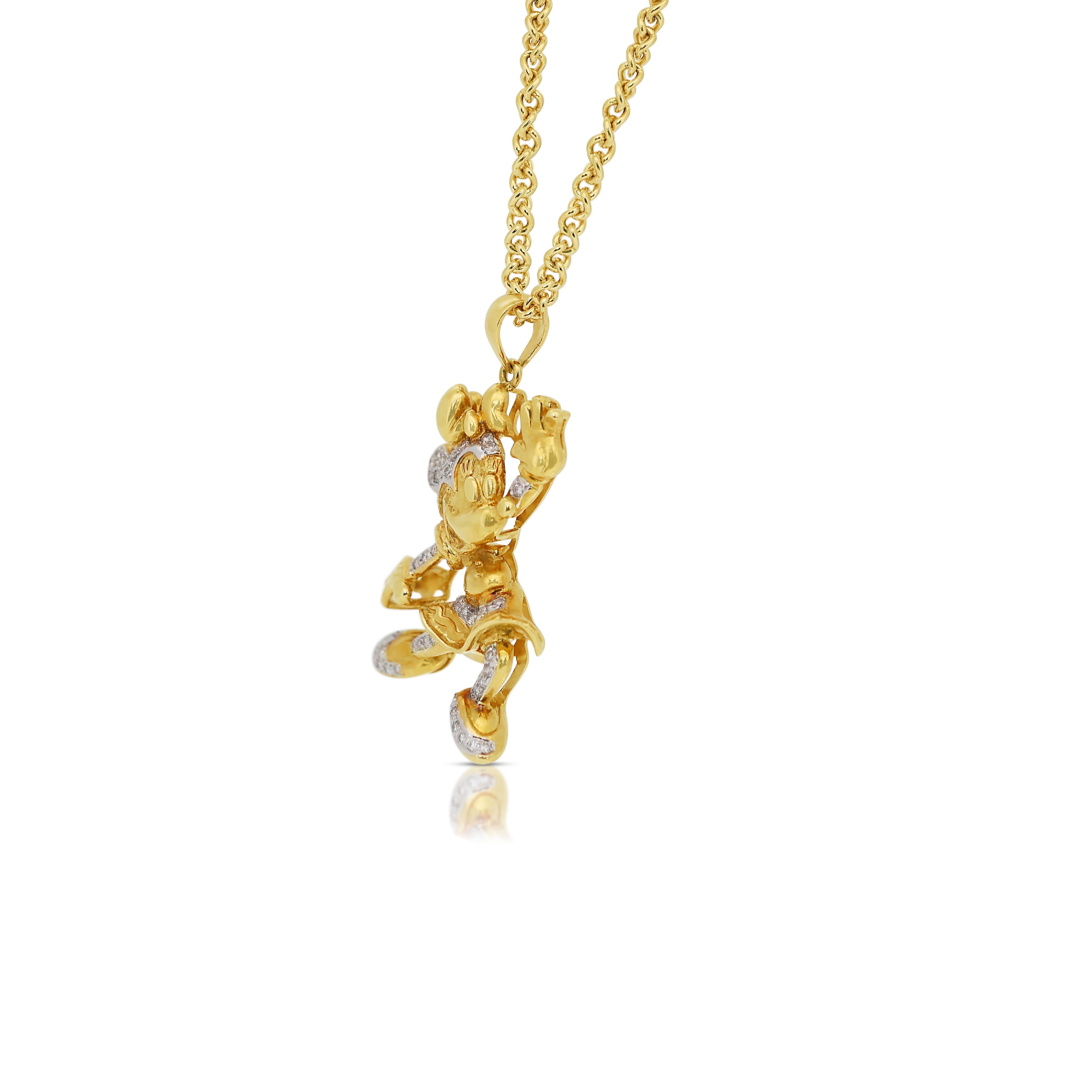Brilliant 0.51ct Diamonds Necklace with Pendant in 18k Yellow Gold For Sale 2