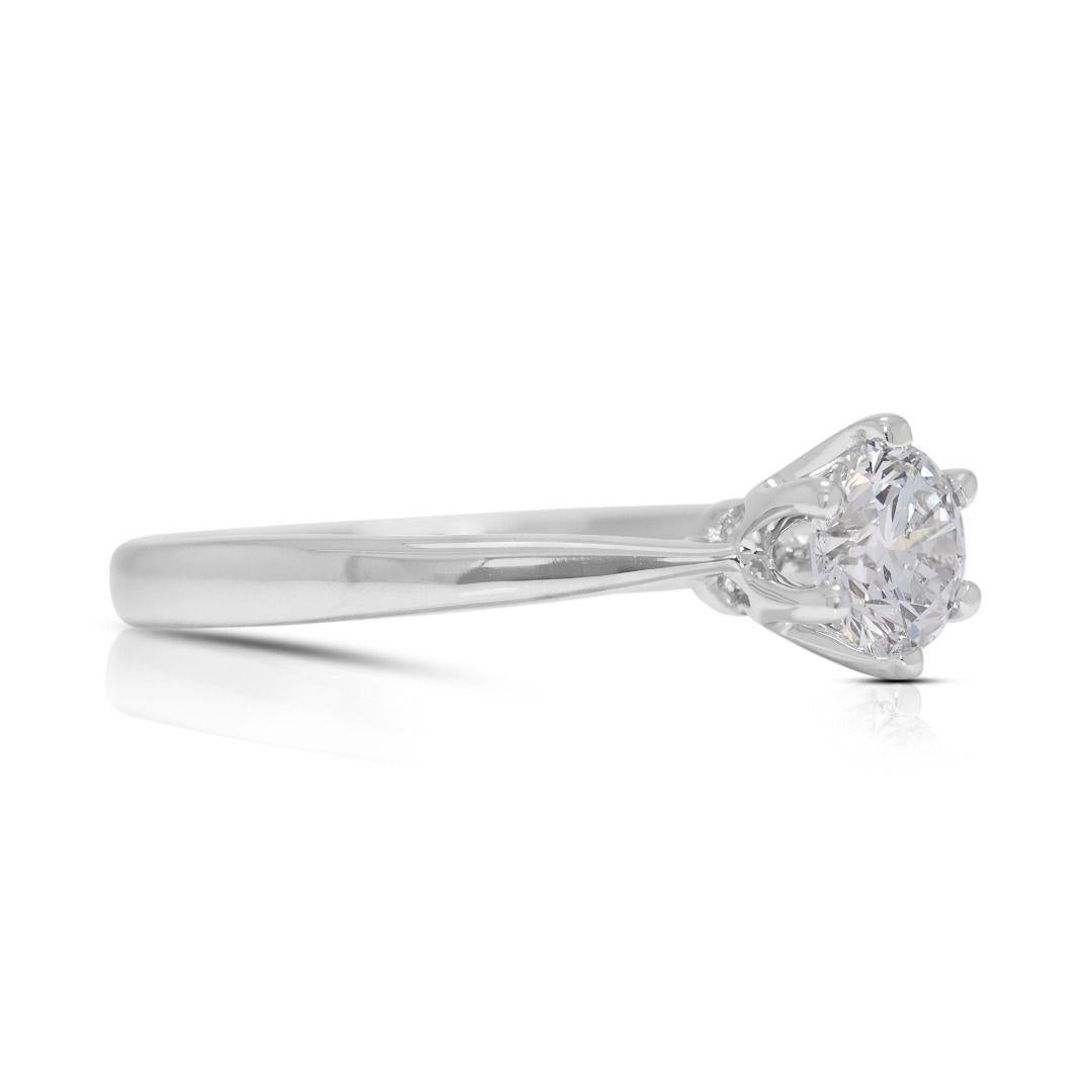 Brilliant 0.51ct Natural Diamond 18K White Gold Solitaire Ring Corte redondo en venta