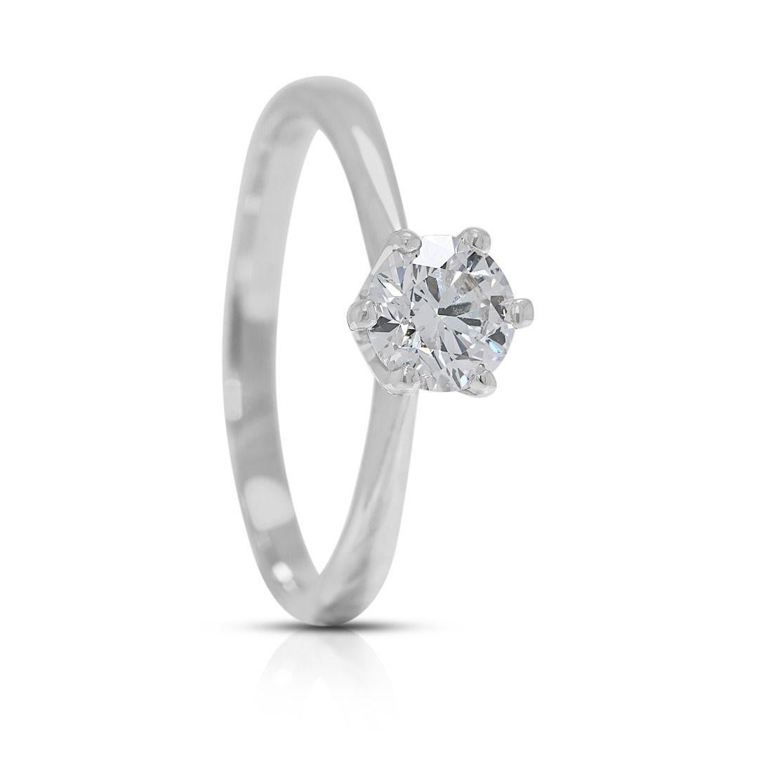 Femenino o masculino Brilliant 0.51ct Natural Diamond 18K White Gold Solitaire Ring en venta