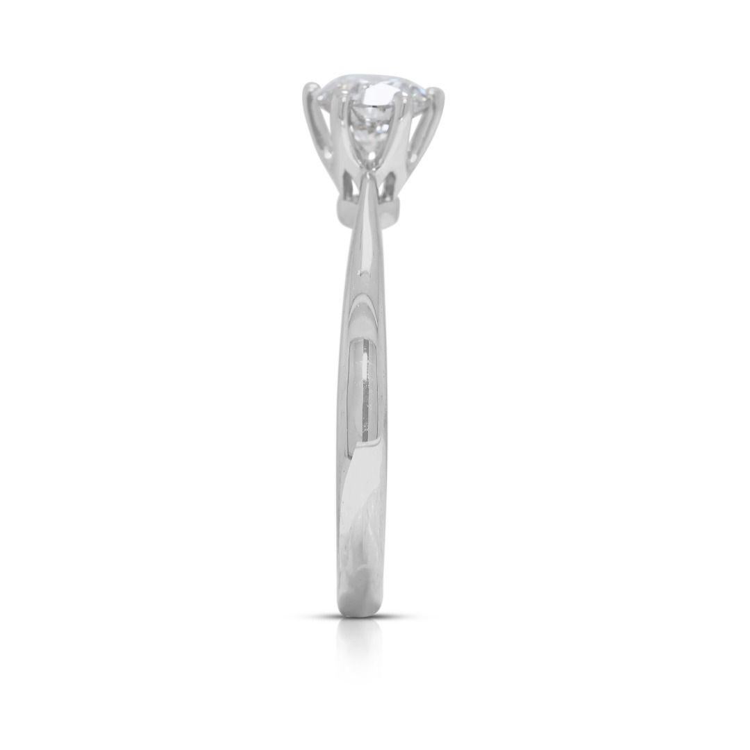 Brilliant 0.51ct Natural Diamond 18K White Gold Solitaire Ring en venta 1