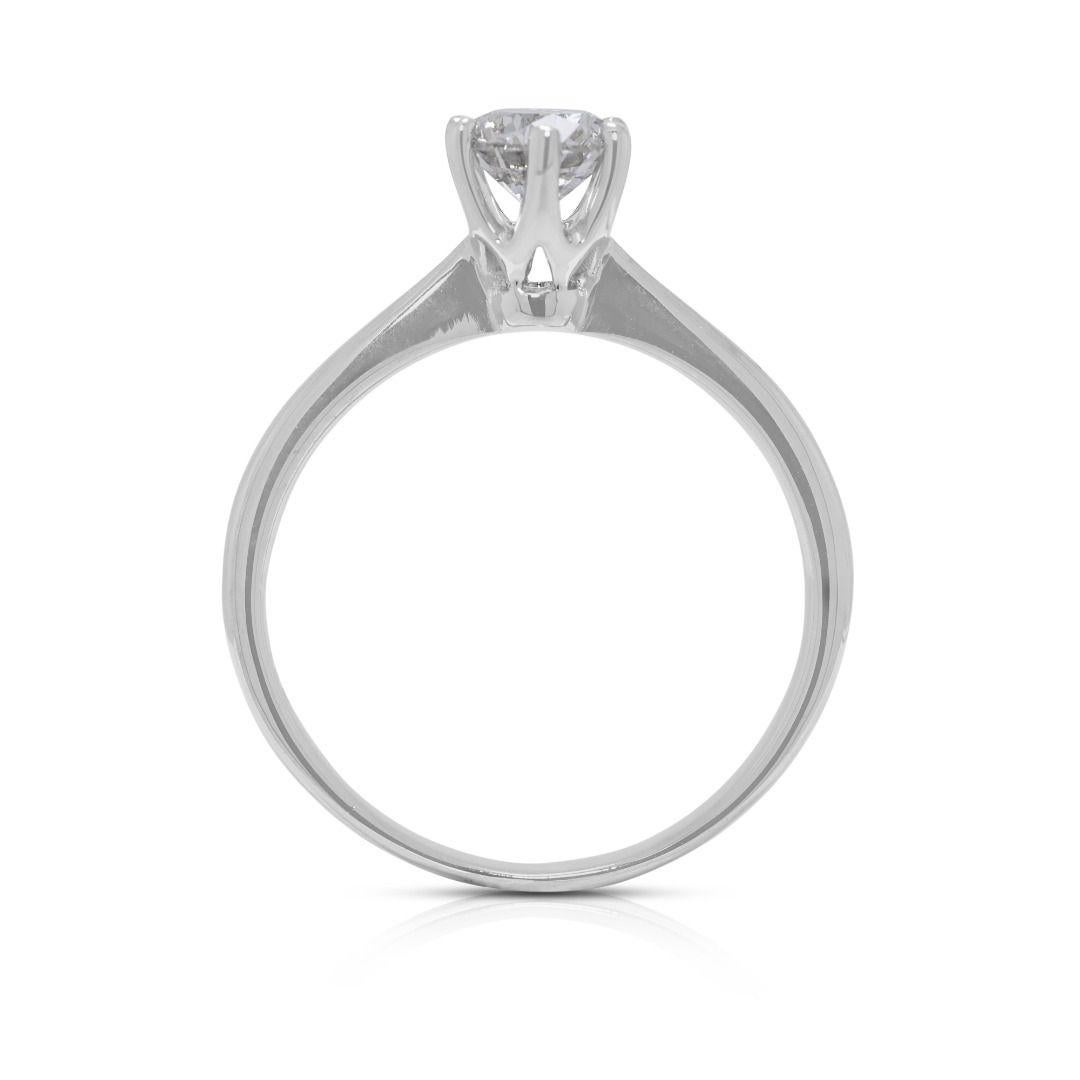 Brilliant 0.51ct Natural Diamond 18K White Gold Solitaire Ring en venta 2