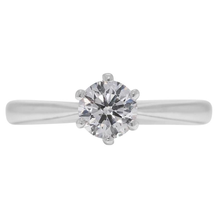 Brilliant 0.51ct Natural Diamond 18K White Gold Solitaire Ring