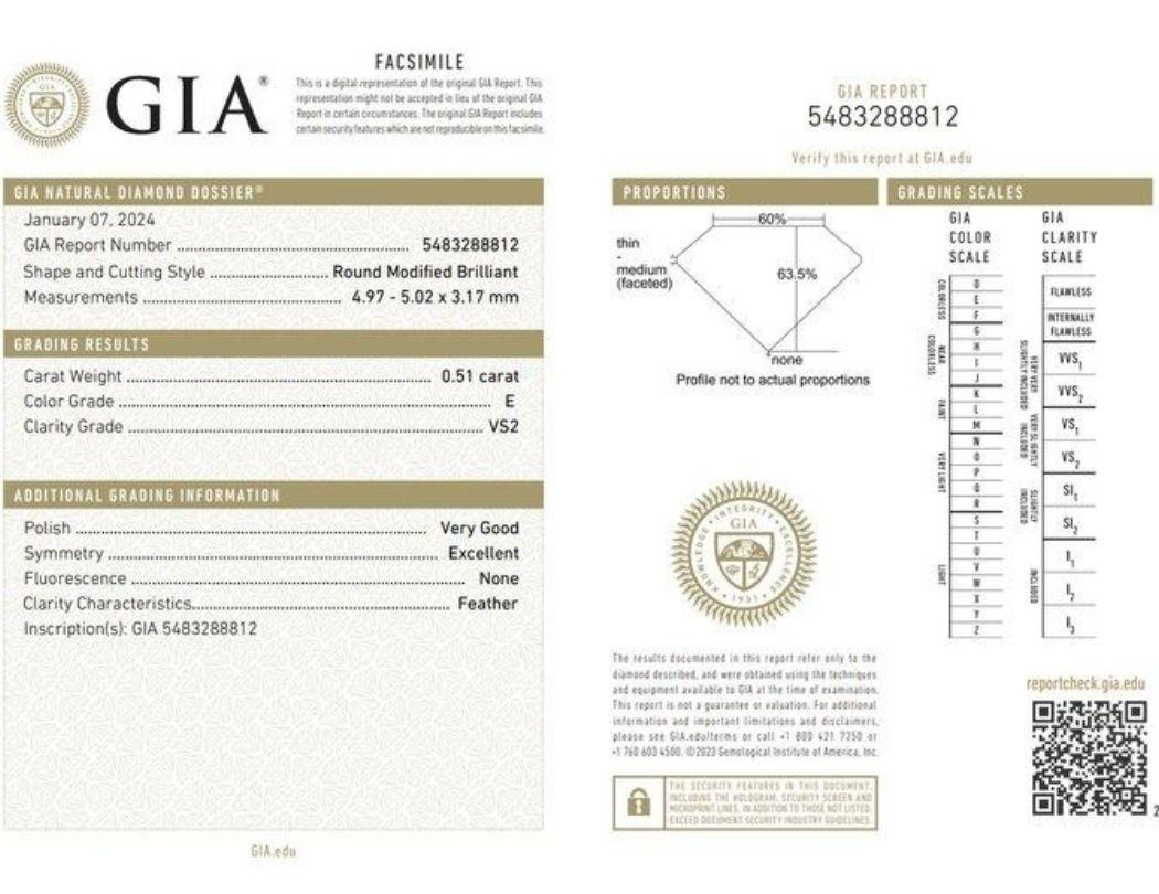 Brillanter 0,51ct Solitär-Diamantring in schimmerndem 18K Weißgold im Angebot 2