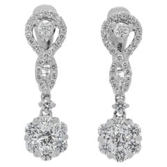 Orecchini a goccia con diamante brillante da 0,58 carati in oro bianco 18 carati