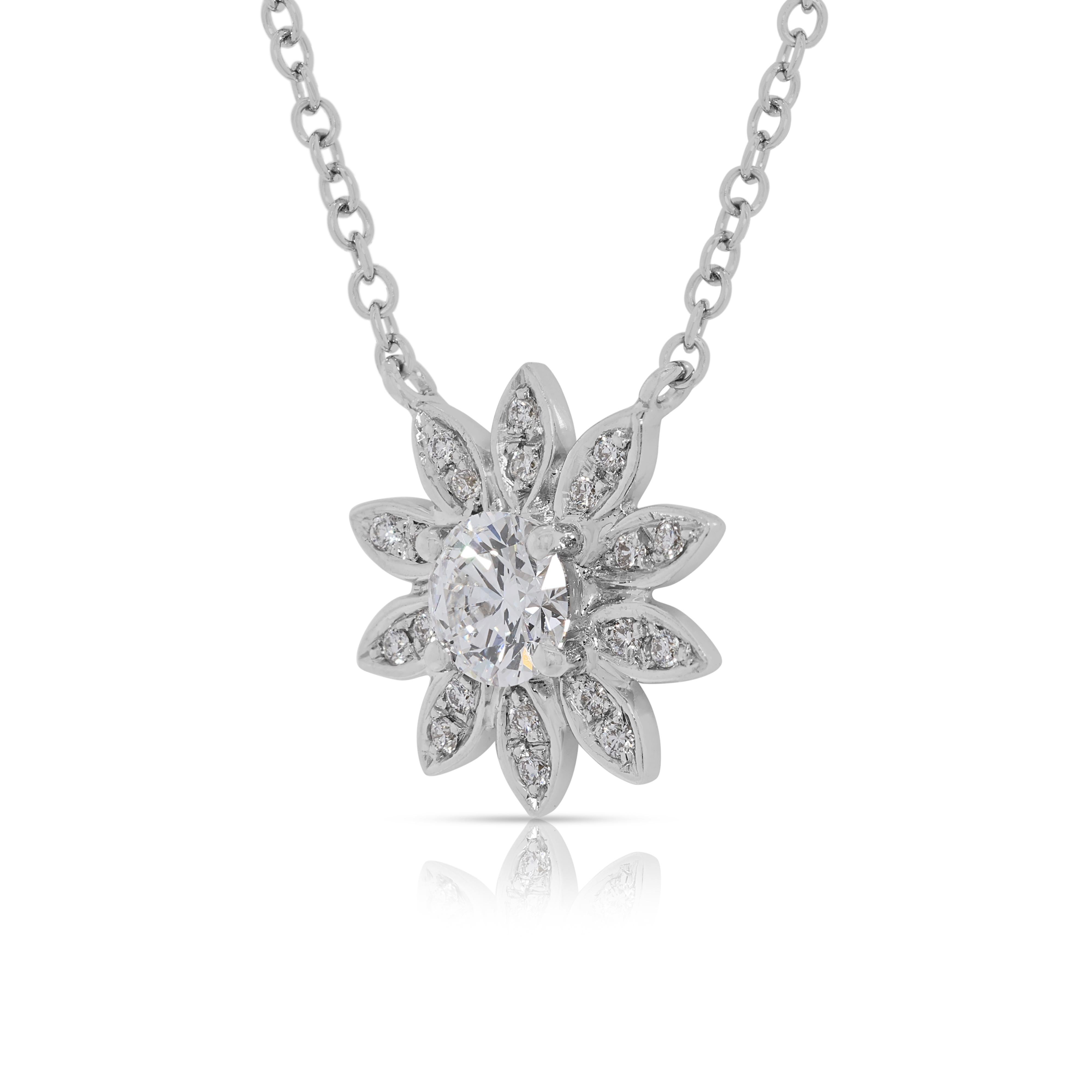 Taglio rotondo Collana con fiori di diamanti Brilliante 0,75ct in oro bianco 18K - Certificato GIA in vendita