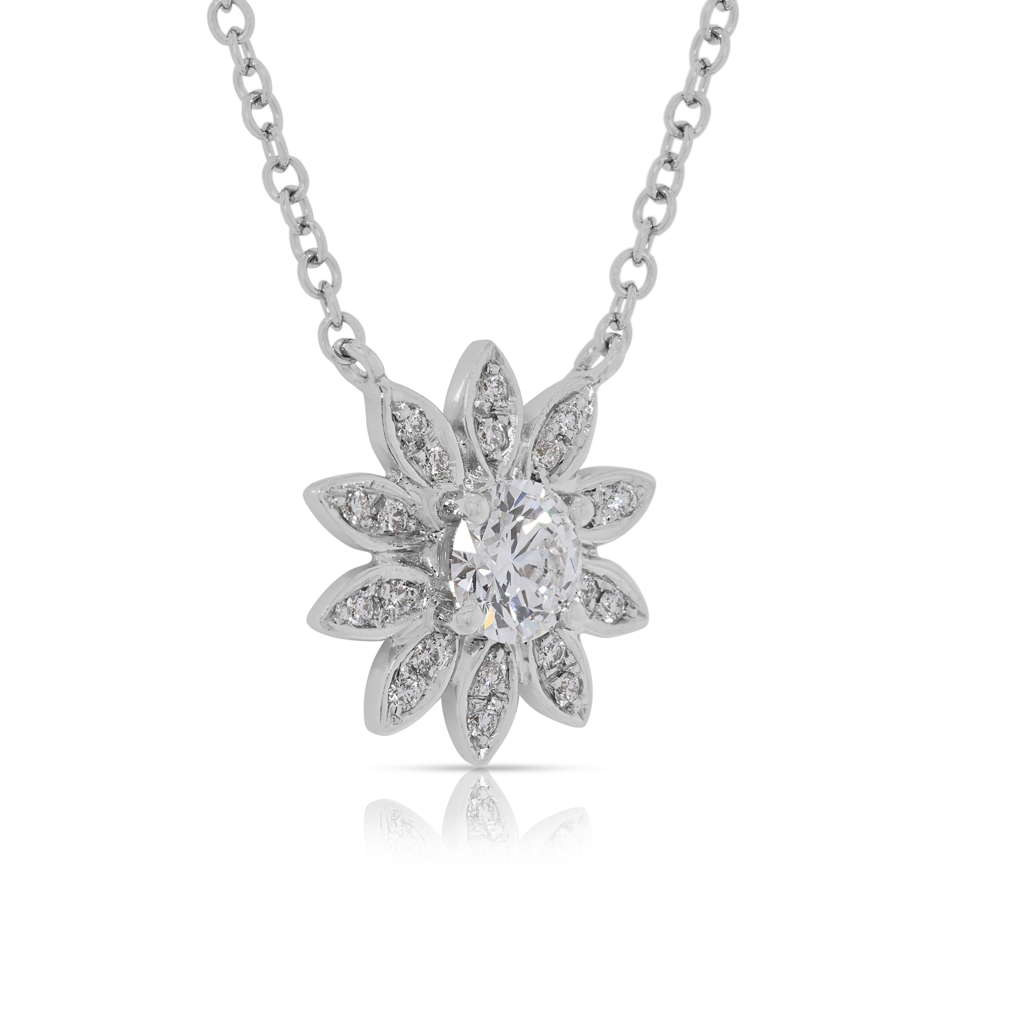 Collana con fiori di diamanti Brilliante 0,75ct in oro bianco 18K - Certificato GIA In condizioni ottime in vendita a רמת גן, IL