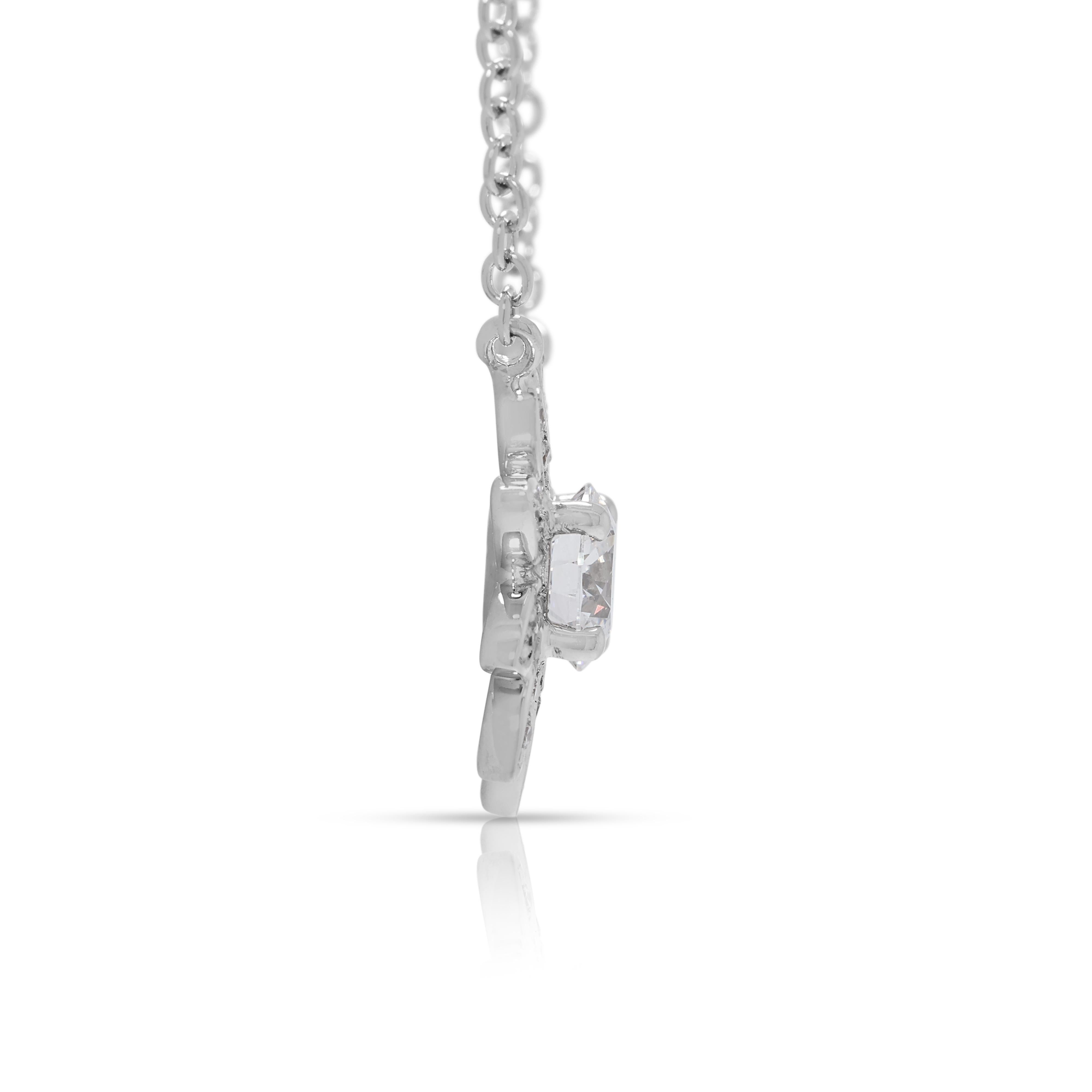 Donna Collana con fiori di diamanti Brilliante 0,75ct in oro bianco 18K - Certificato GIA in vendita