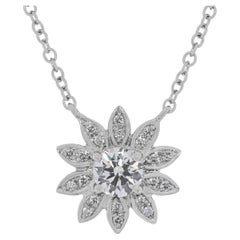 Brilliant 0.75ct Diamond Flower Necklace in 18K White Gold - GIA-Certified