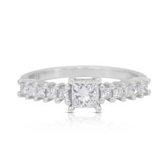 Brilliant 0.76ct Diamonds Pave Ring in 18k White Gold - IGI Certified