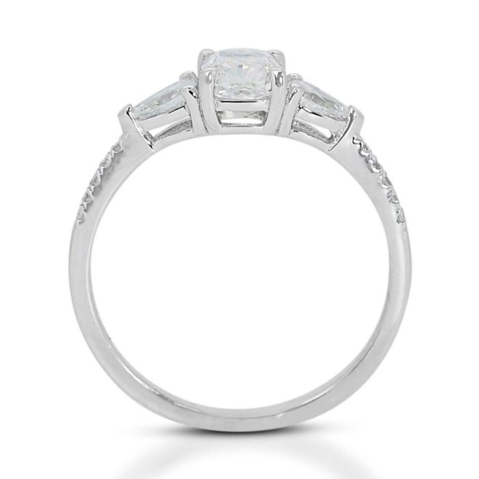 Brilliant 0.7ct Cushion Cut Diamond Ring in 18K White Gold 1