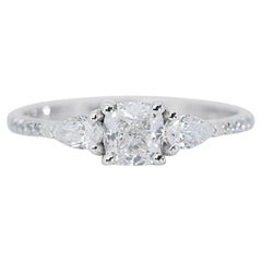 Brilliant 0.7ct Cushion Cut Diamond Ring in 18K White Gold 