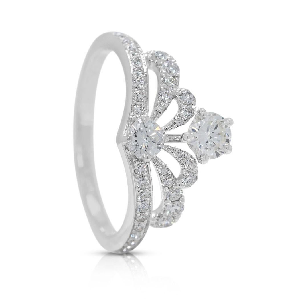 da uomo o donna Anello Brilliante con cluster di diamanti naturali da 0,83 carati in oro bianco 18 carati in vendita